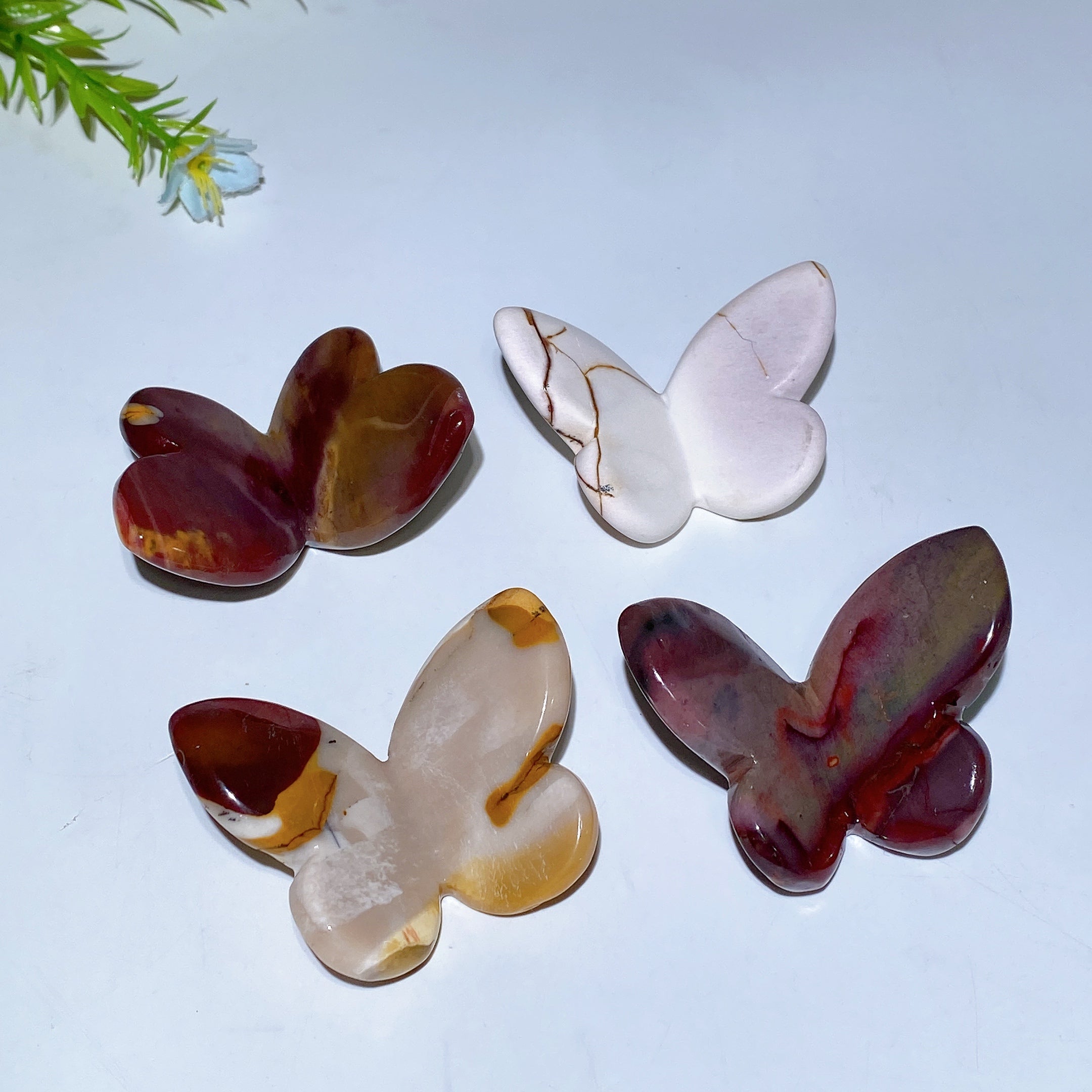 2.3 inch Rhodonite & Mookite Butterfly Crystal Carvings