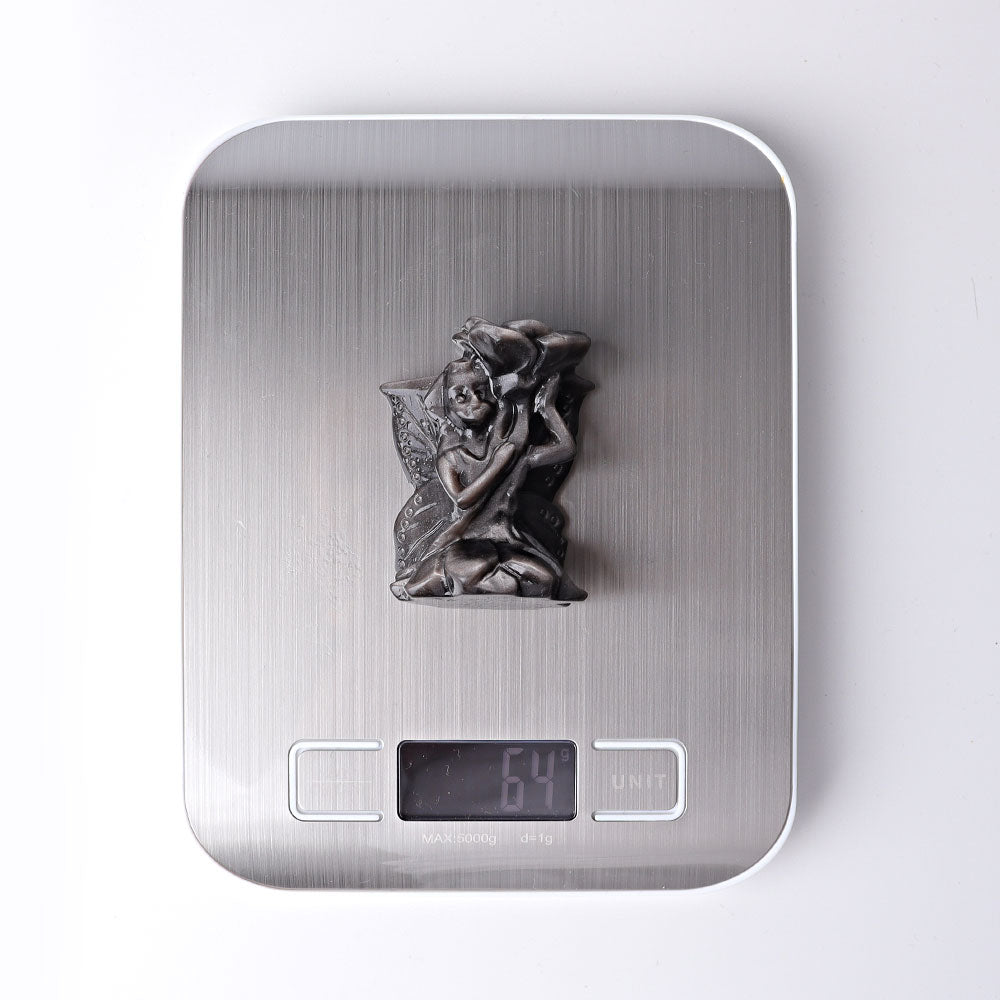 2.3 Inch Silver Obsidian Butterfly Fairy Crystal Figurine