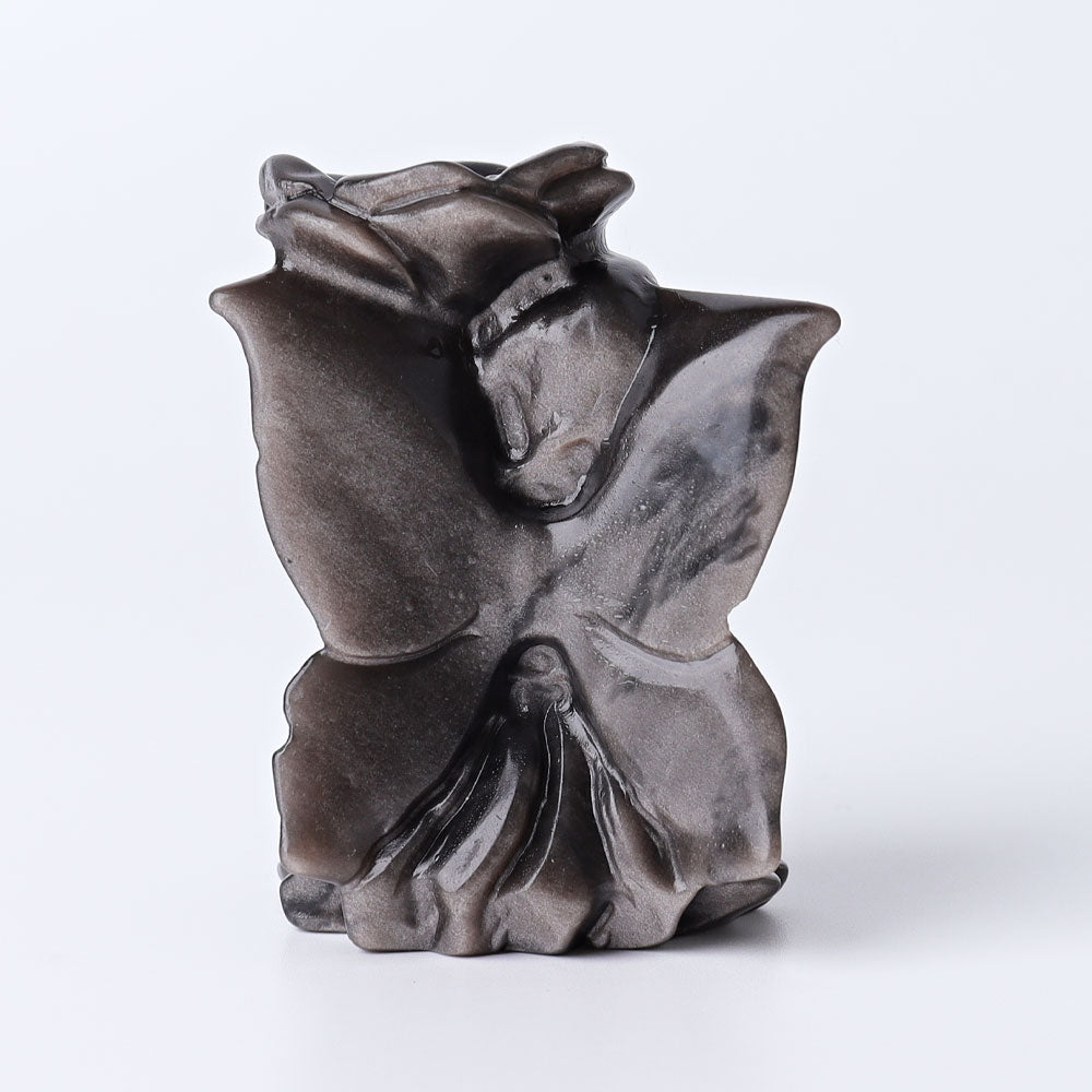 2.3 Inch Silver Obsidian Butterfly Fairy Crystal Figurine