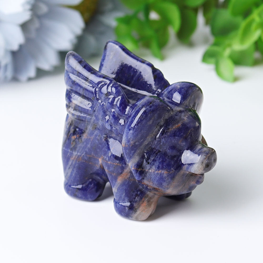 2.3 inch Sodalite Flying Pig Crystal Animal Carving