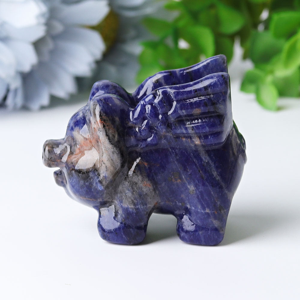 2.3 inch Sodalite Flying Pig Crystal Animal Carving