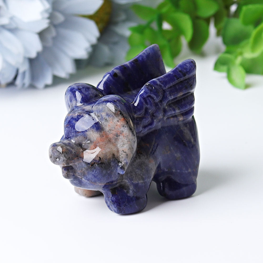 2.3 inch Sodalite Flying Pig Crystal Animal Carving