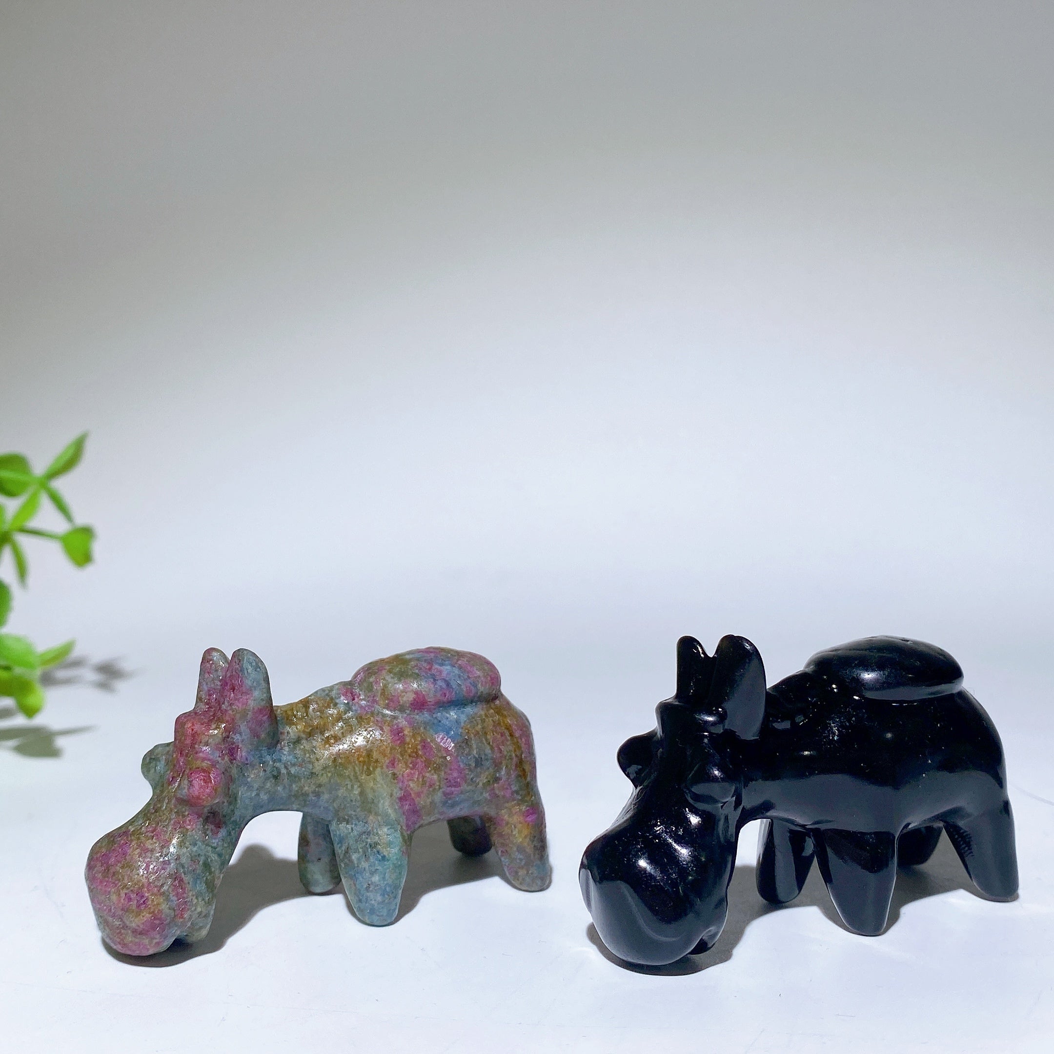 2.3" Mixed Crystal Donkey Carving Figurines for Healing