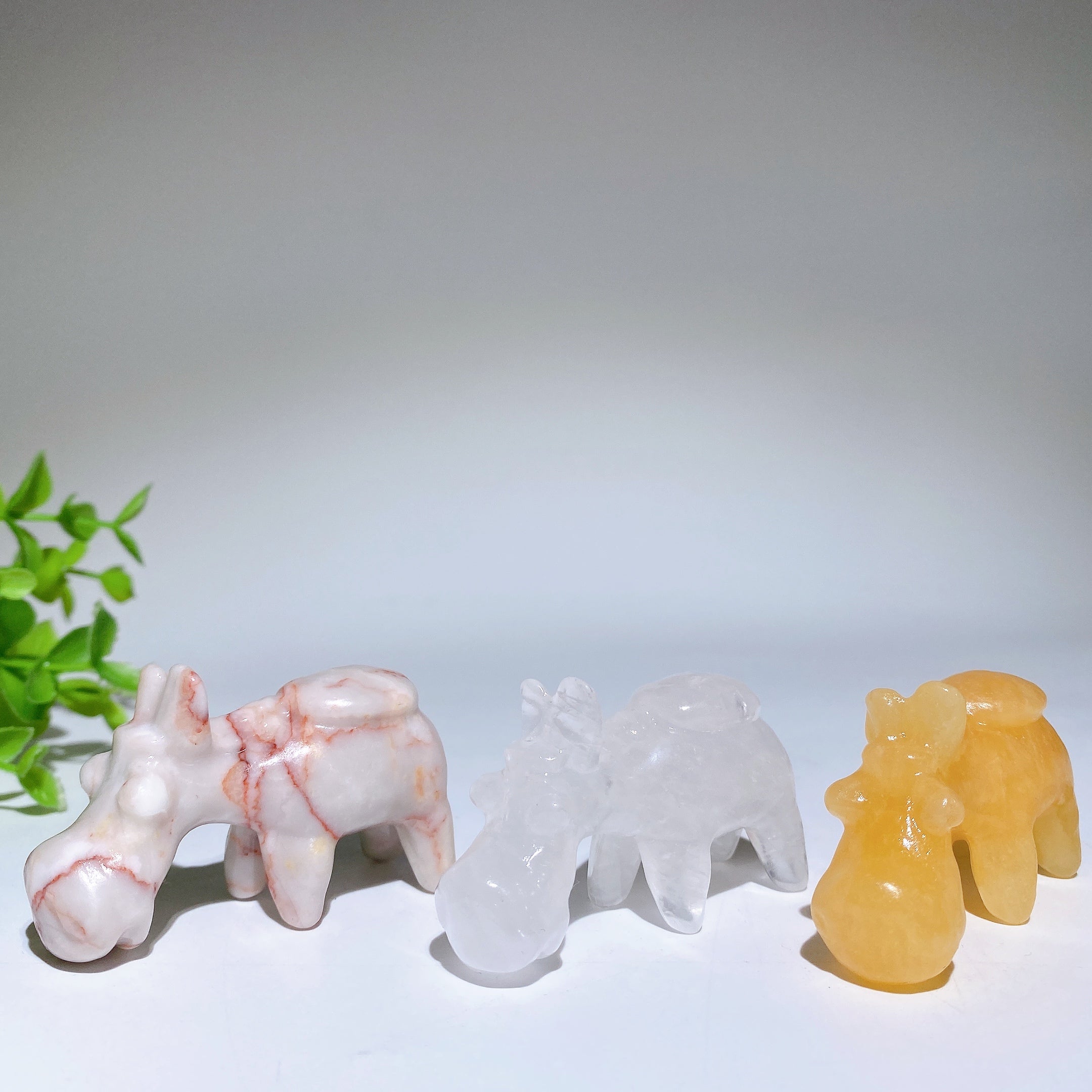 2.3" Mixed Crystal Donkey Carving Figurines for Healing
