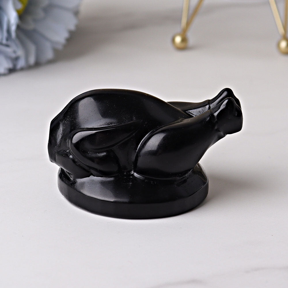 2.35 in Black Obsidian Crystal Figurine Carving