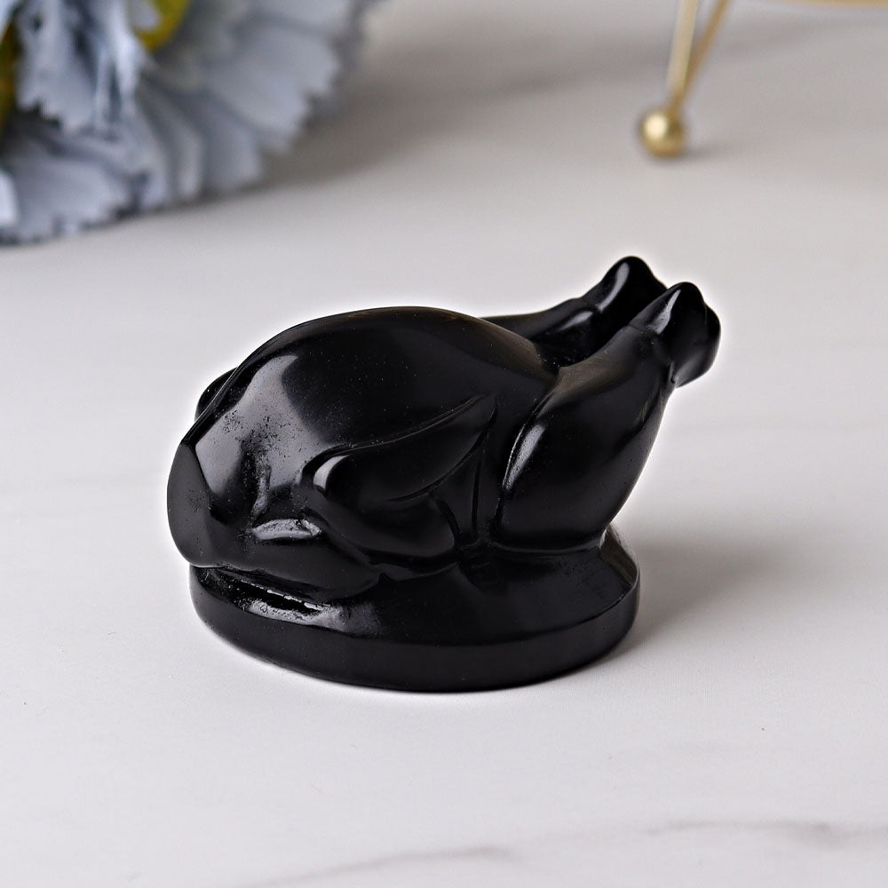 2.35 in Black Obsidian Crystal Figurine Carving