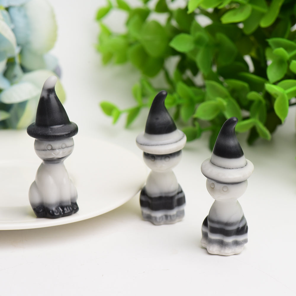 2.35" Black and White Taiji Stone Cat Figurine