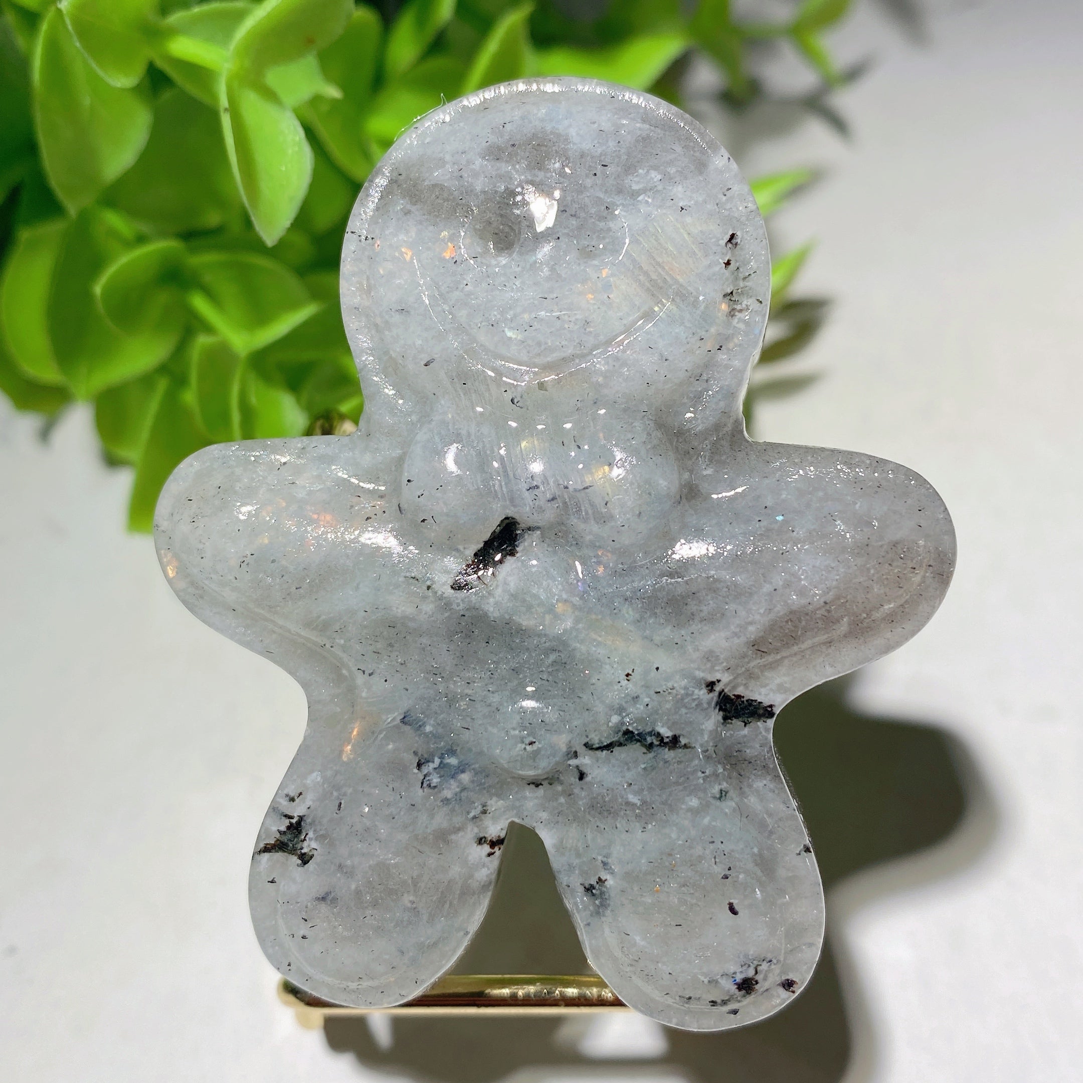 2.35 inch Mixed Crystal Gingerbread Man Figurine Healing Energy