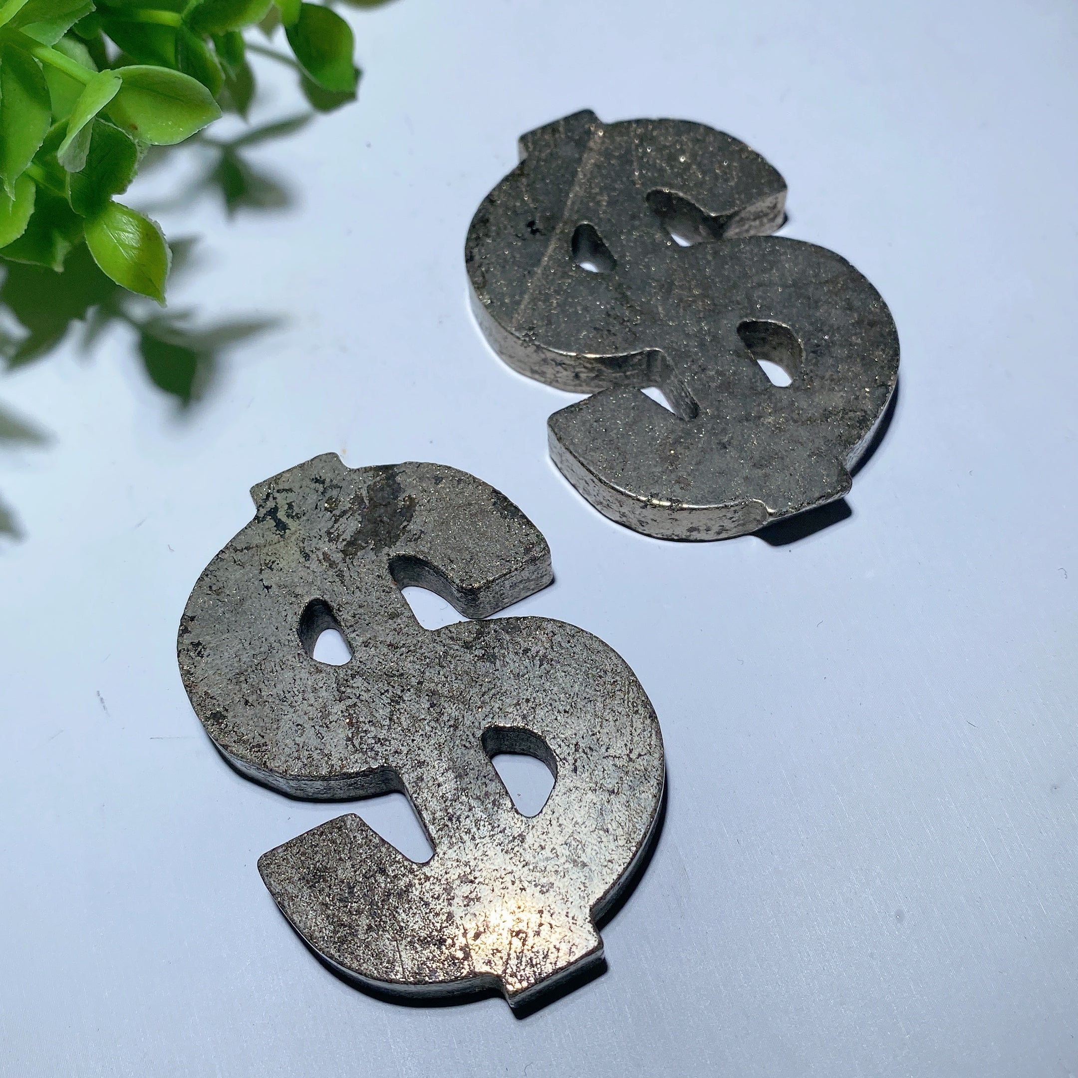 2.35 Inch Pyrite Dollar Sign Crystal Figurine Healing