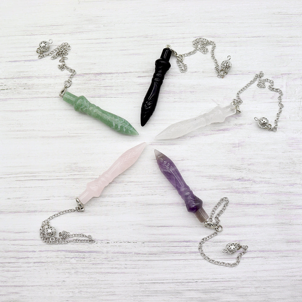 2.36 inch Amethyst Crystal Carving Pendulum for Healing