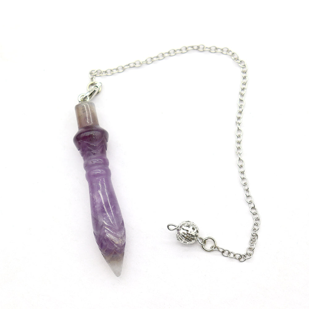 2.36 inch Amethyst Crystal Carving Pendulum for Healing