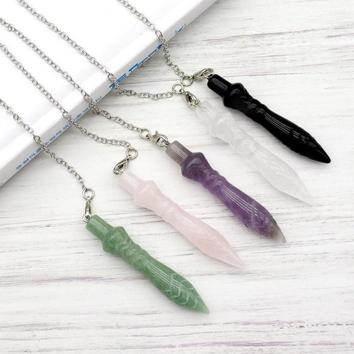 2.36 inch Amethyst Crystal Carving Pendulum for Healing