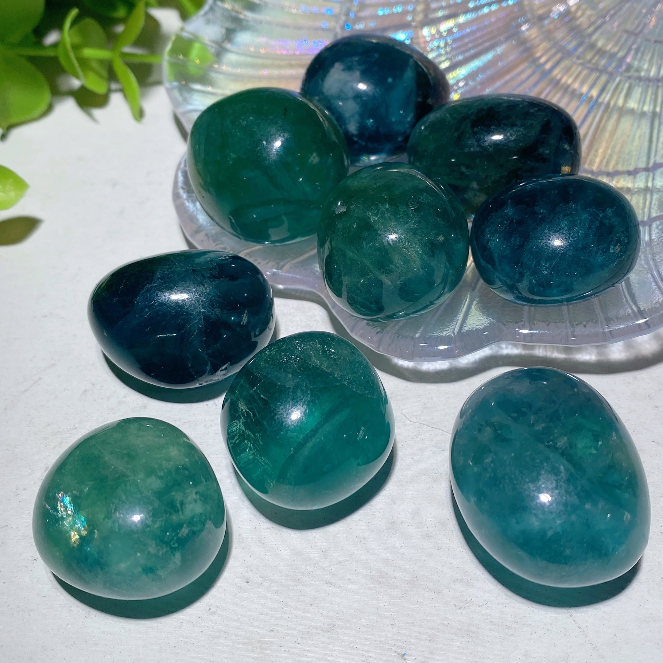 2-3cm Blue Green Fluorite Tumbled Stones for Crystal Healing