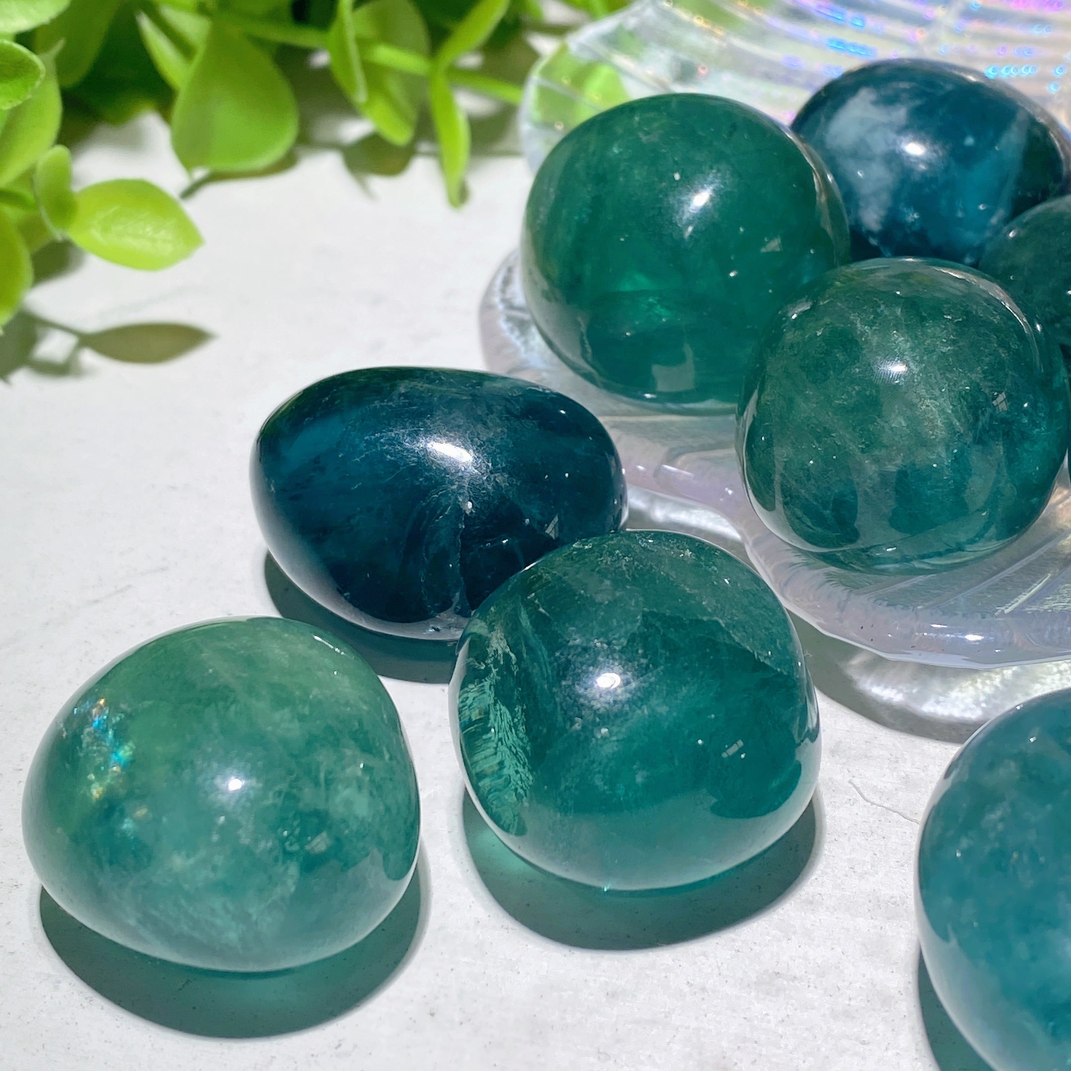 2-3cm Blue Green Fluorite Tumbled Stones for Crystal Healing