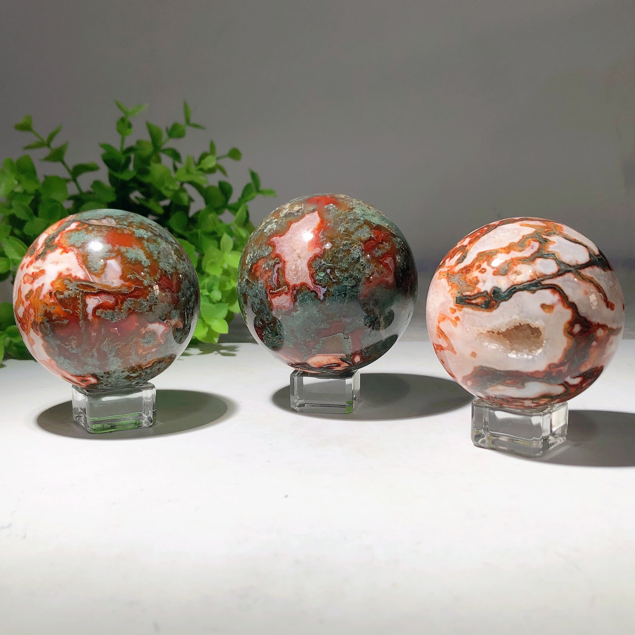 2"-4.5" Moss Agate Crystal Spheres for Healing