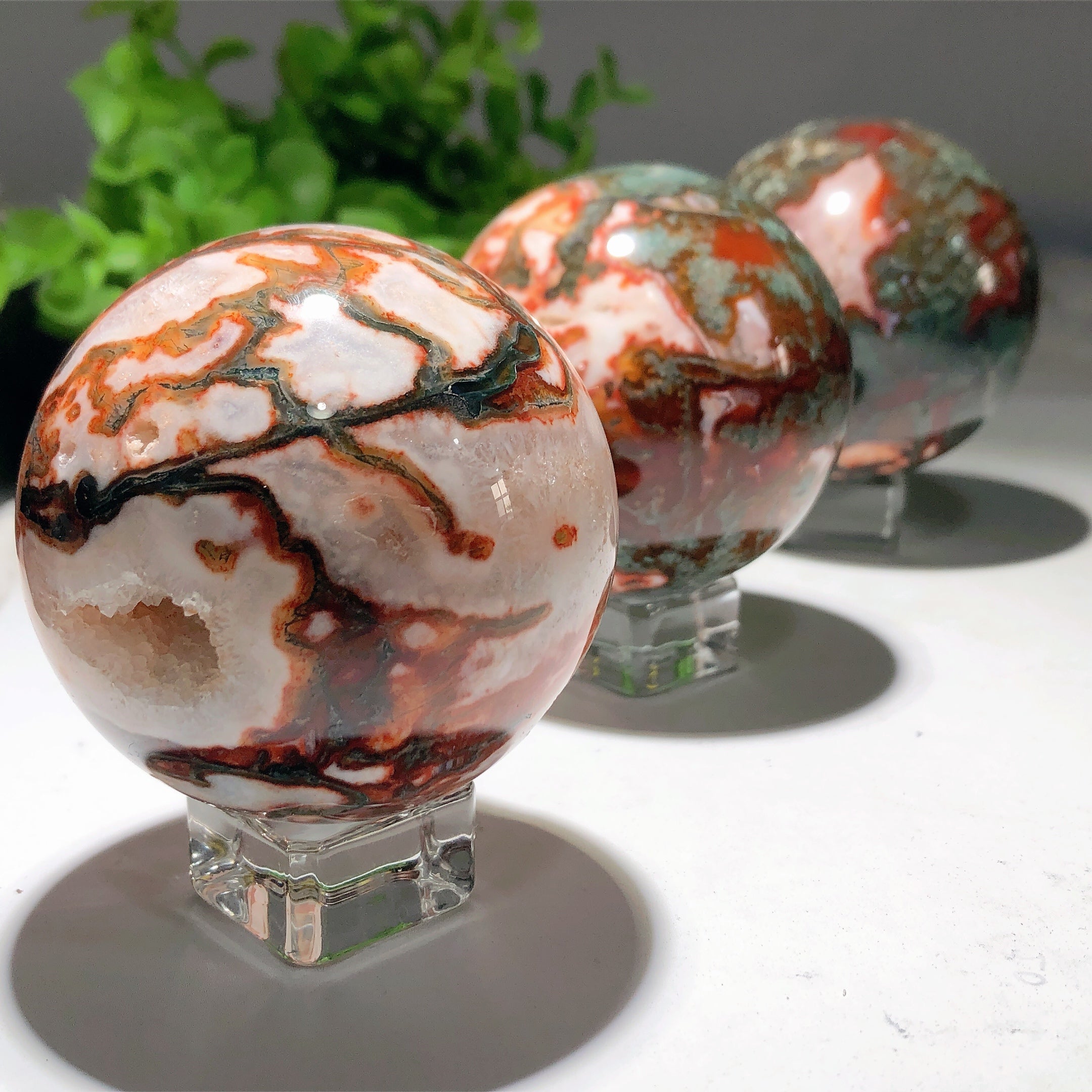 2"-4.5" Moss Agate Crystal Spheres for Healing