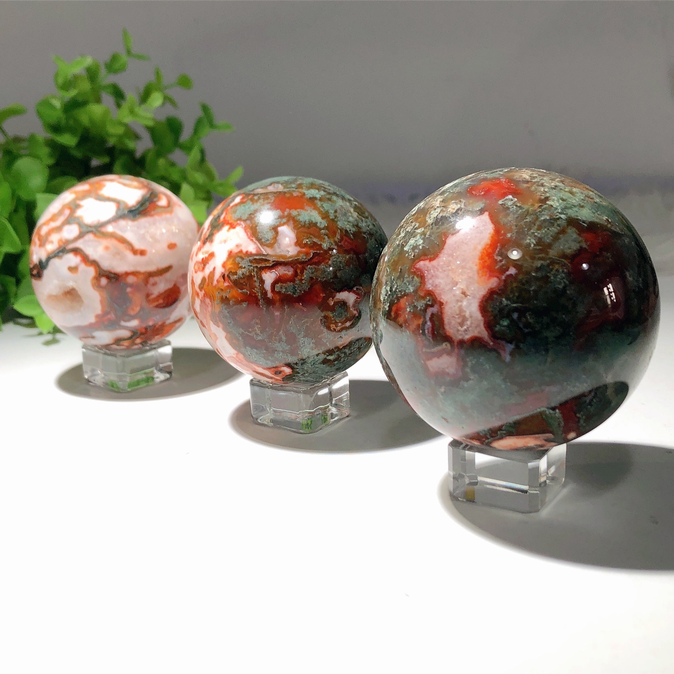 2"-4.5" Moss Agate Crystal Spheres for Healing