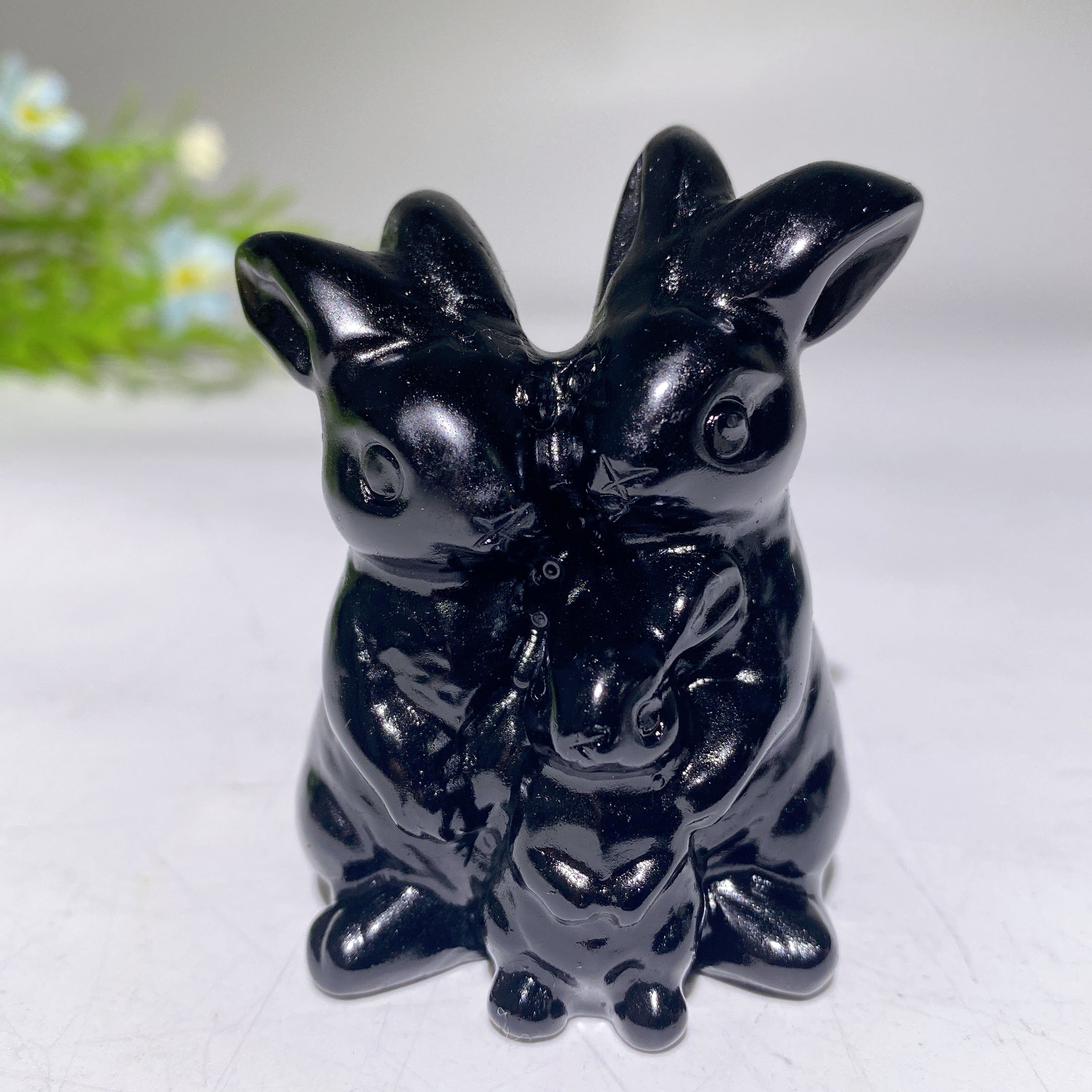 2.4" Crystal Rabbit Family Carvings for Healing & Abundance