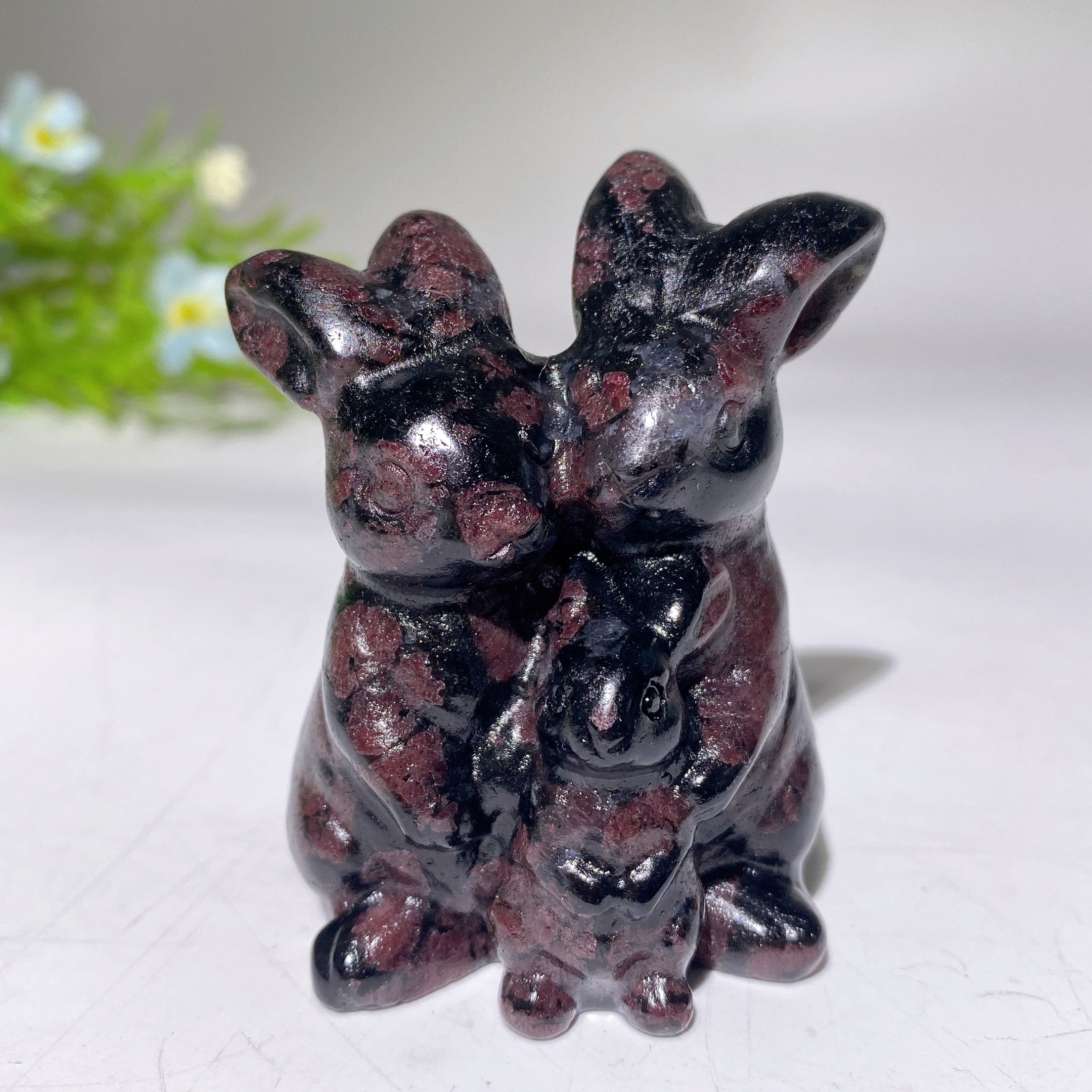 2.4" Crystal Rabbit Family Carvings for Healing & Abundance