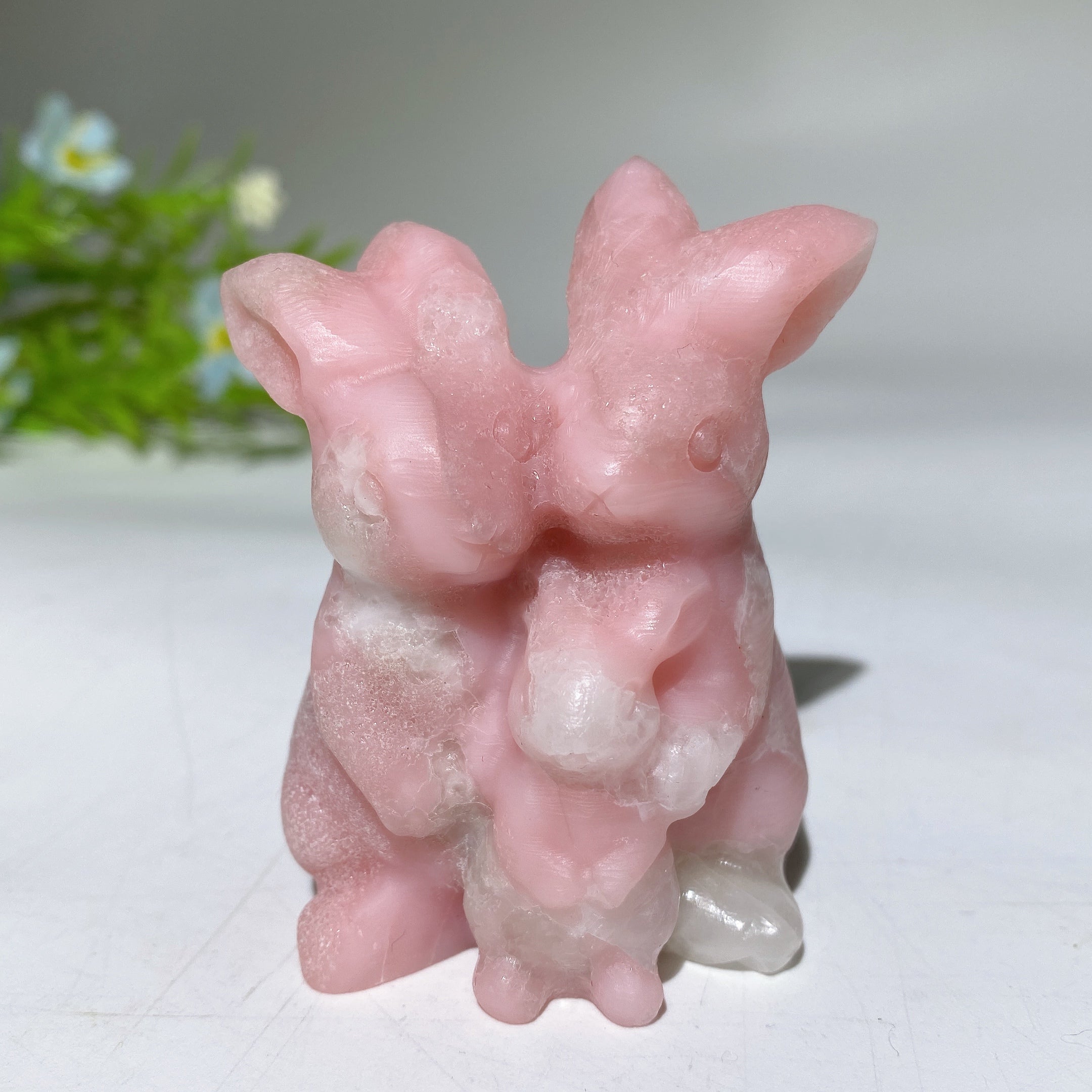 2.4" Crystal Rabbit Family Carvings for Healing & Abundance
