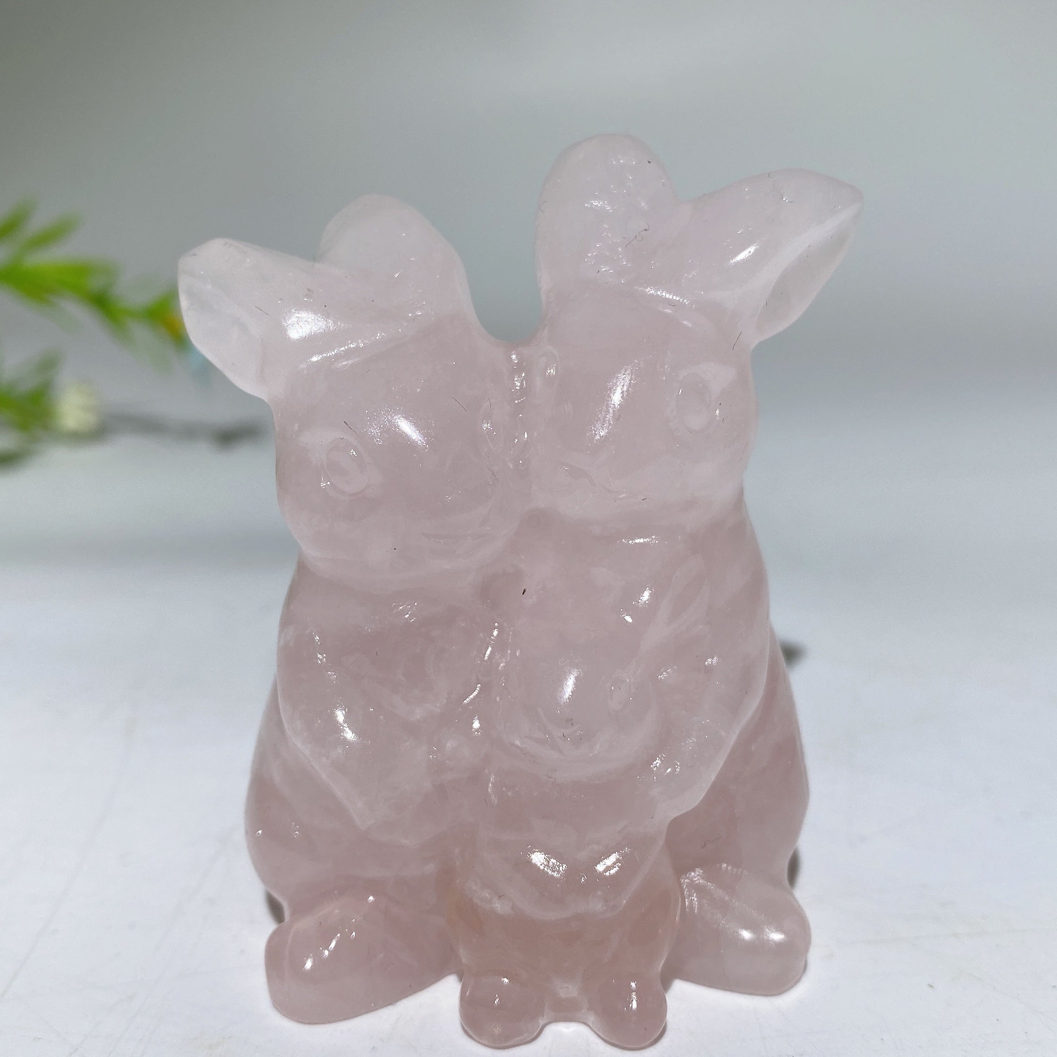 2.4" Crystal Rabbit Family Carvings for Healing & Abundance