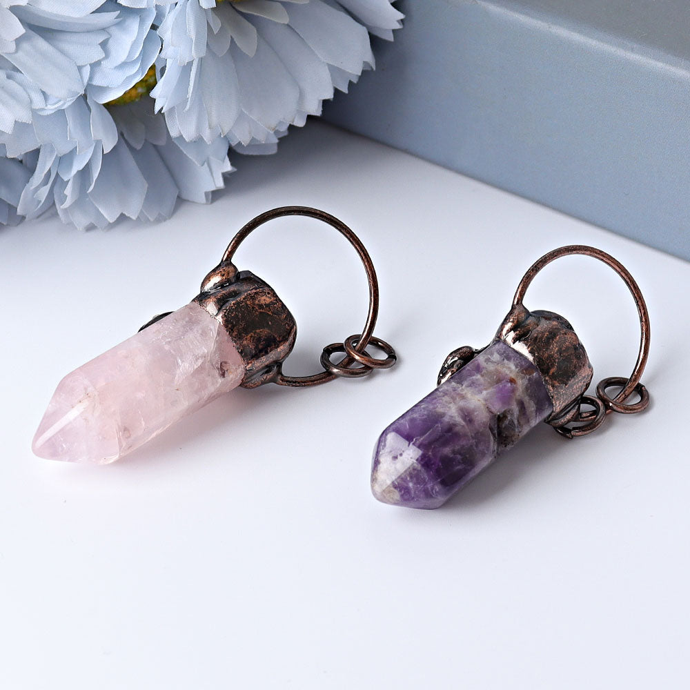 2.4 Inch Amethyst Rose Quartz Pendant with Kyanite