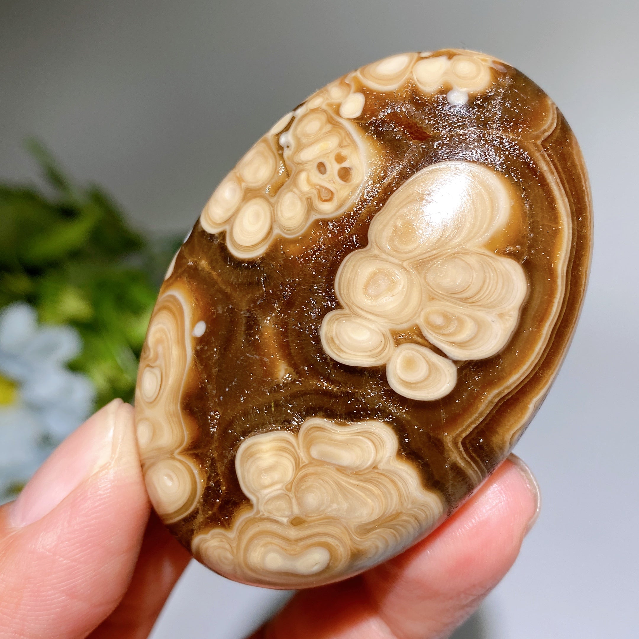 2.4 inch Chocolate Calcite Palm Stone for Healing