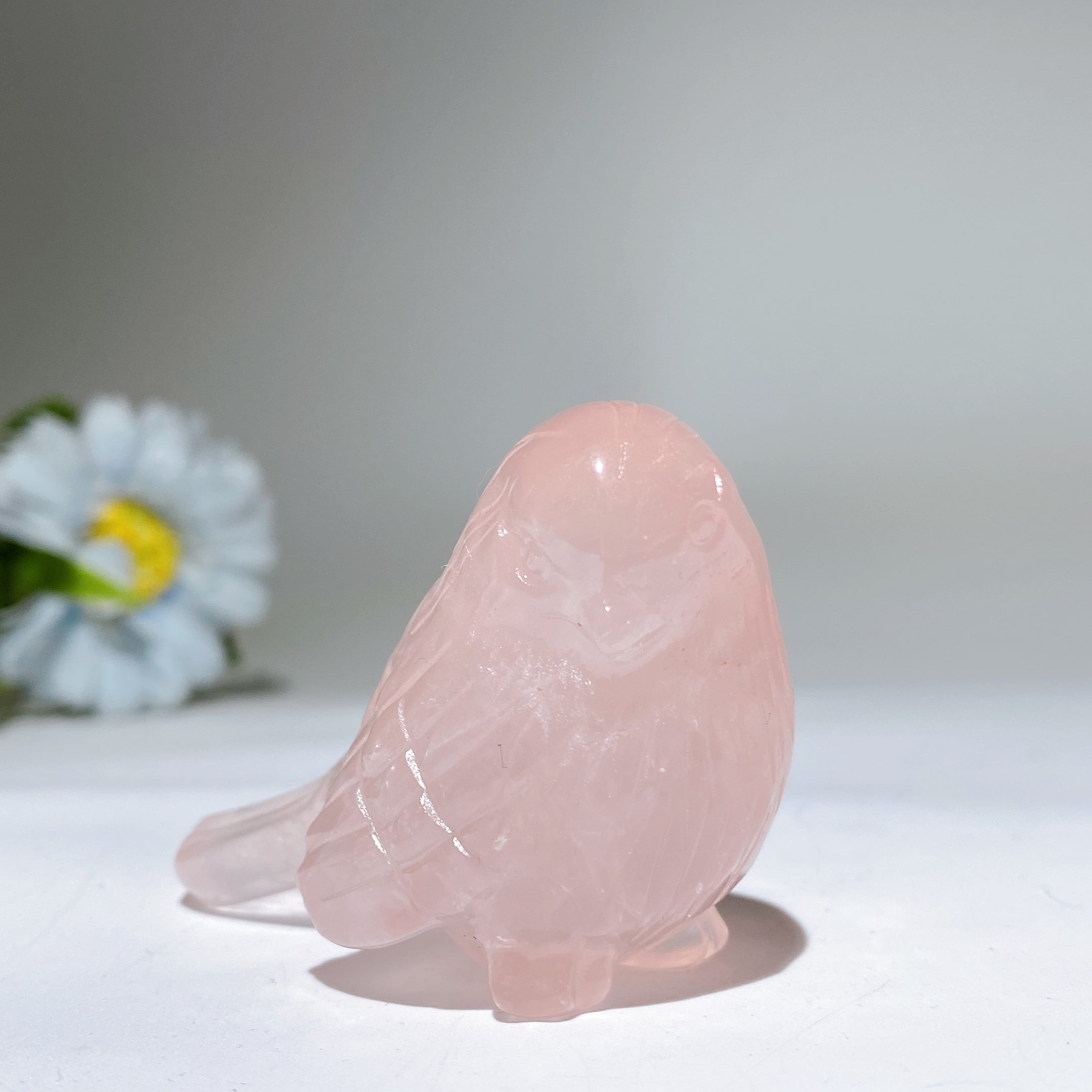 2.4 inch Clear Quartz and Rose Quartz Bird Crystal Carvings