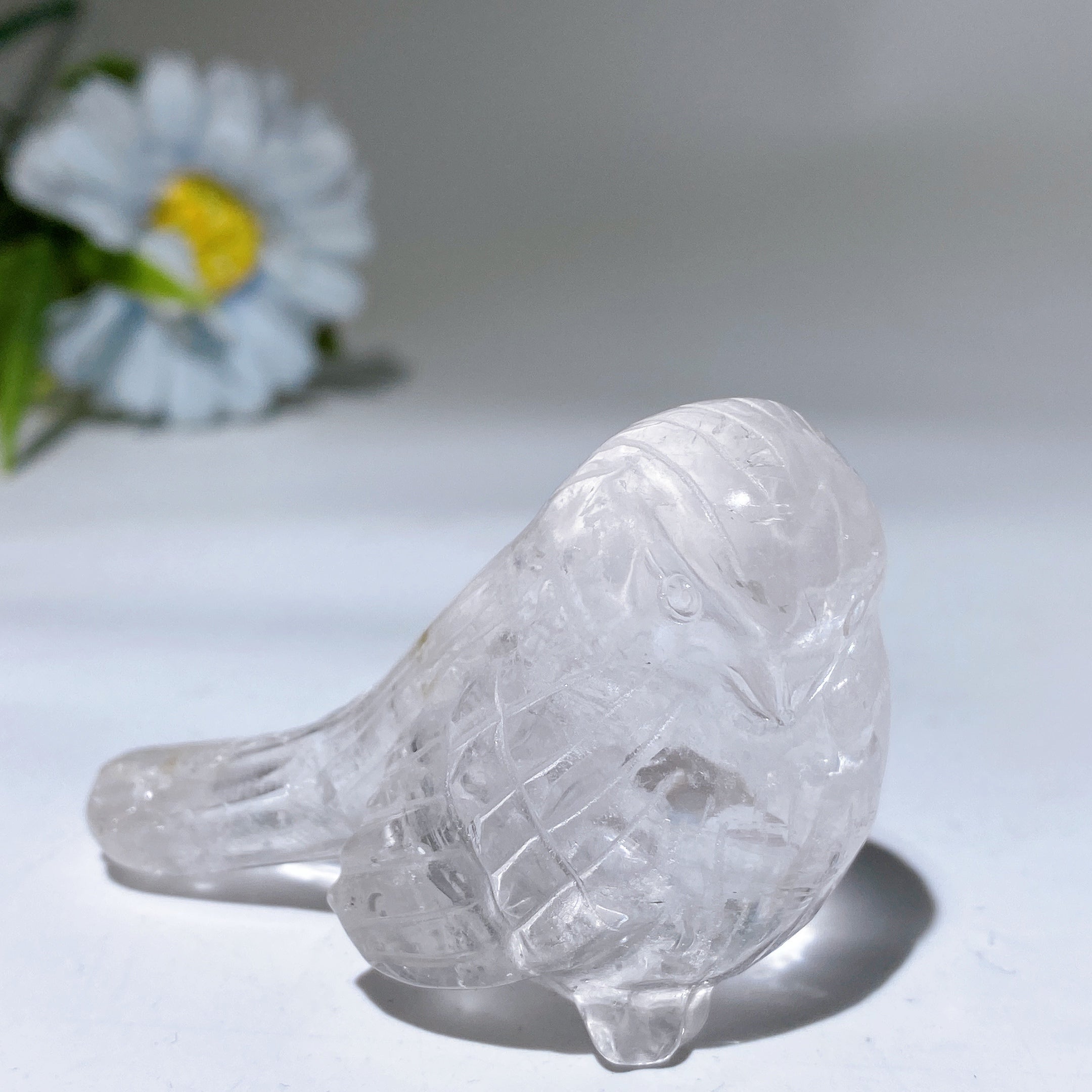 2.4 inch Clear Quartz and Rose Quartz Bird Crystal Carvings