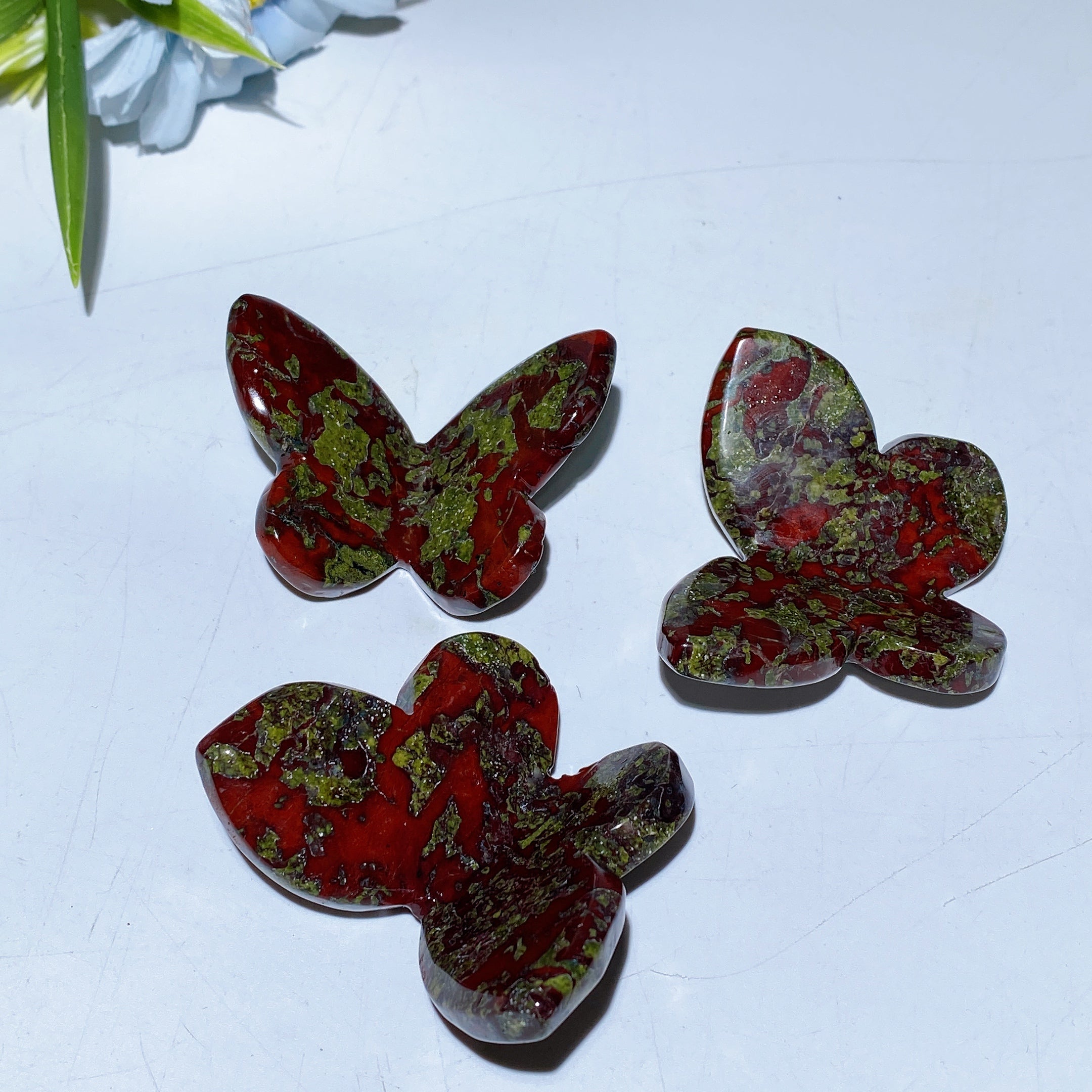 2.4 Inch Dragon Blood Butterfly Carving Crystal Figurine
