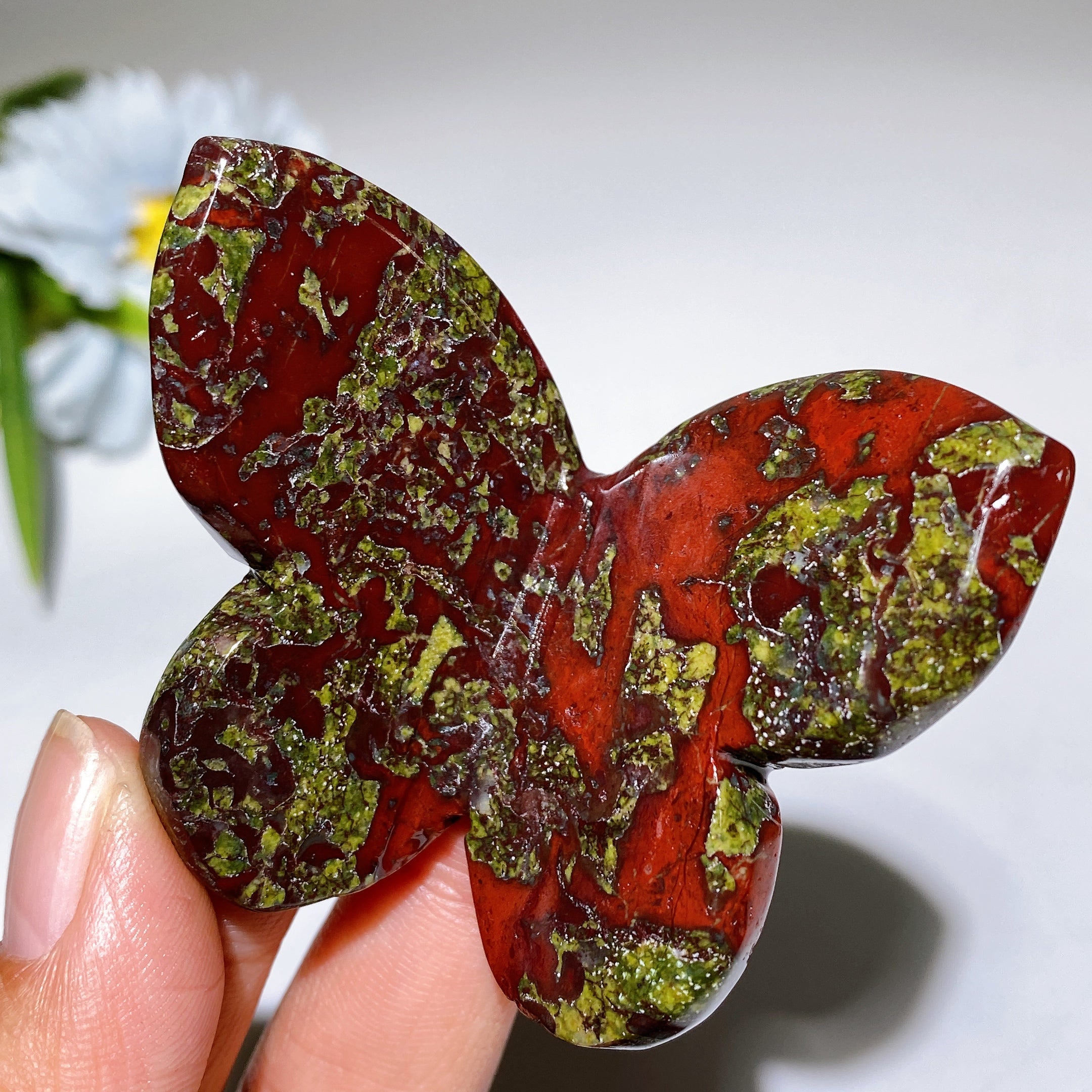 2.4 Inch Dragon Blood Butterfly Carving Crystal Figurine