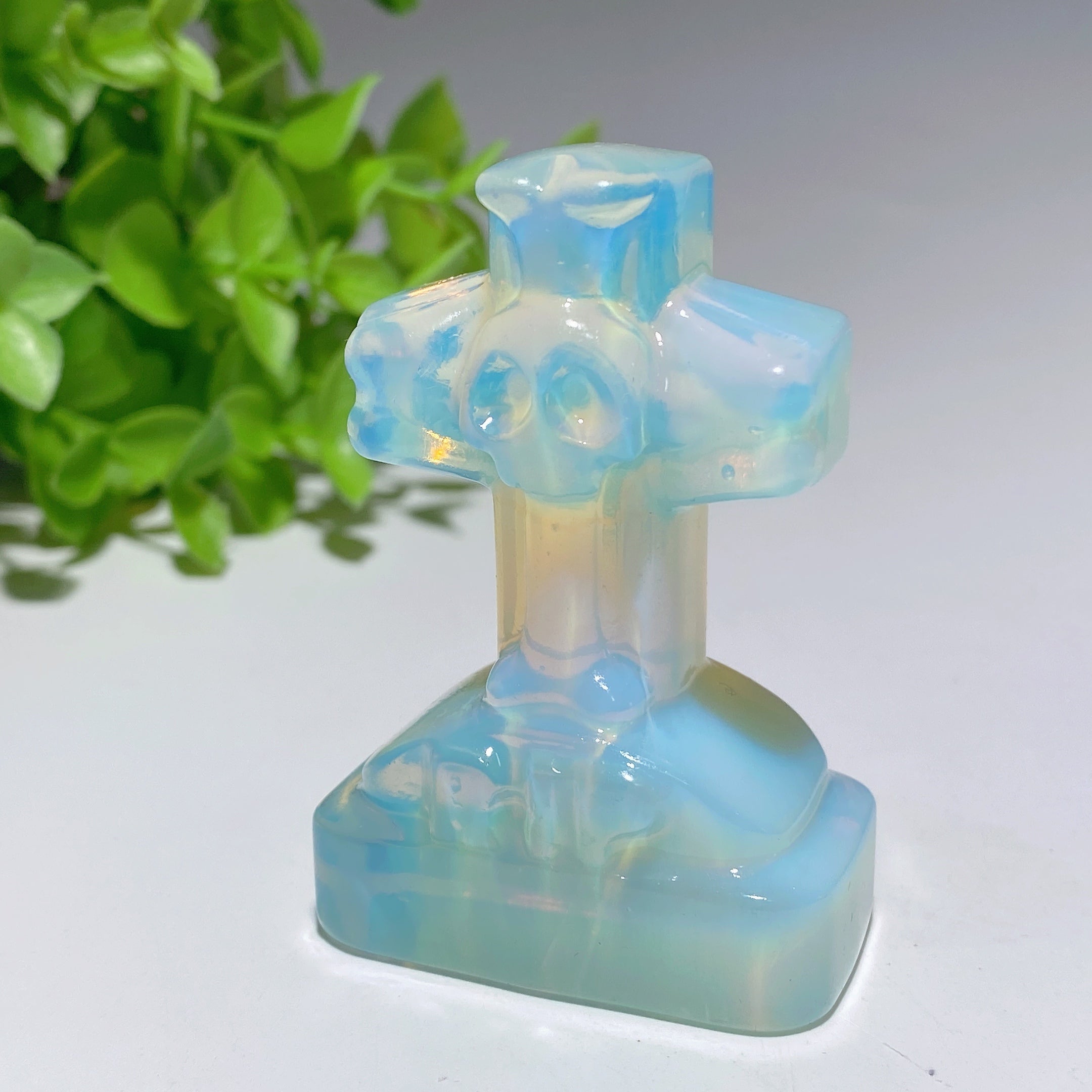 2.4-inch Mixed Crystal Tombstone Figurine for Healing Decor