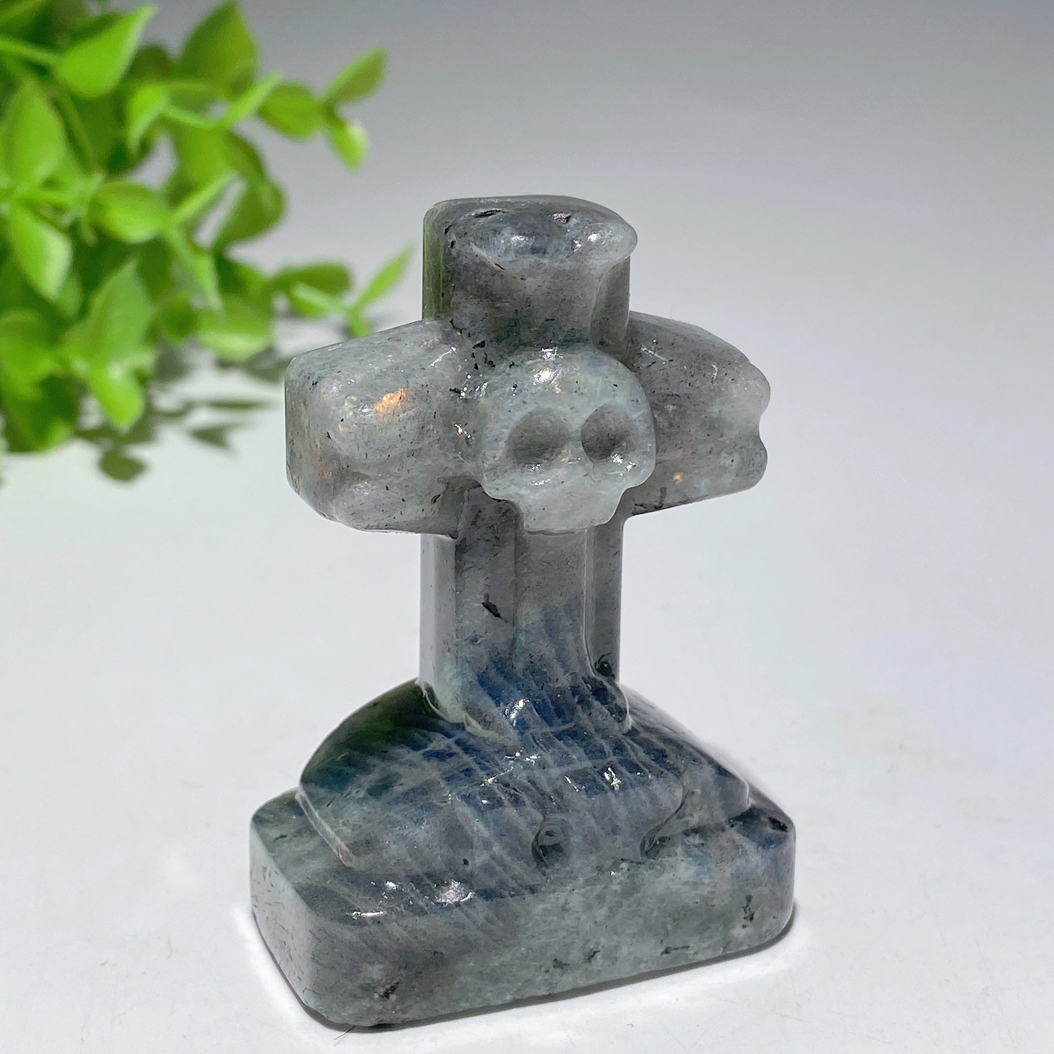 2.4-inch Mixed Crystal Tombstone Figurine for Healing Decor