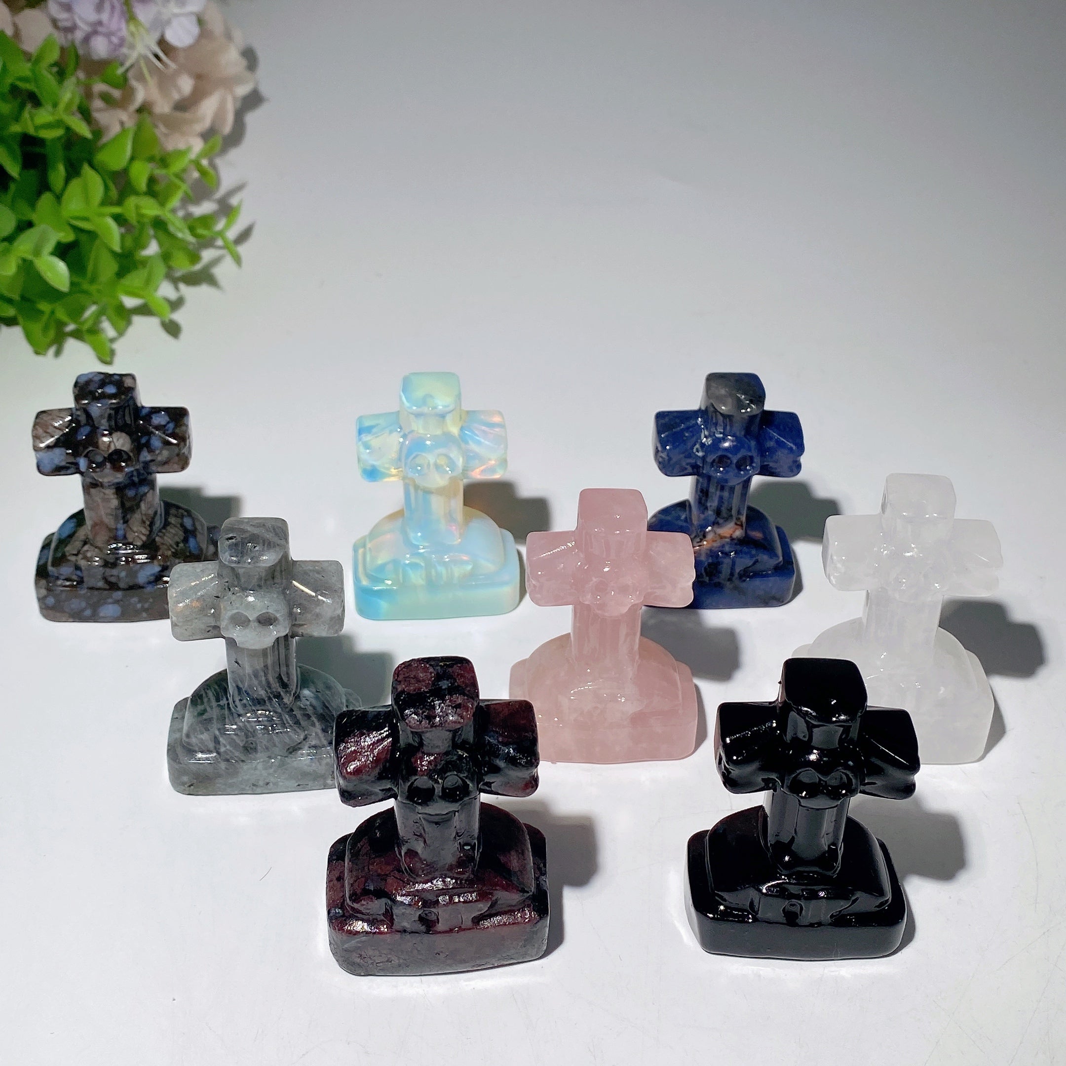 2.4-inch Mixed Crystal Tombstone Figurine for Healing Decor