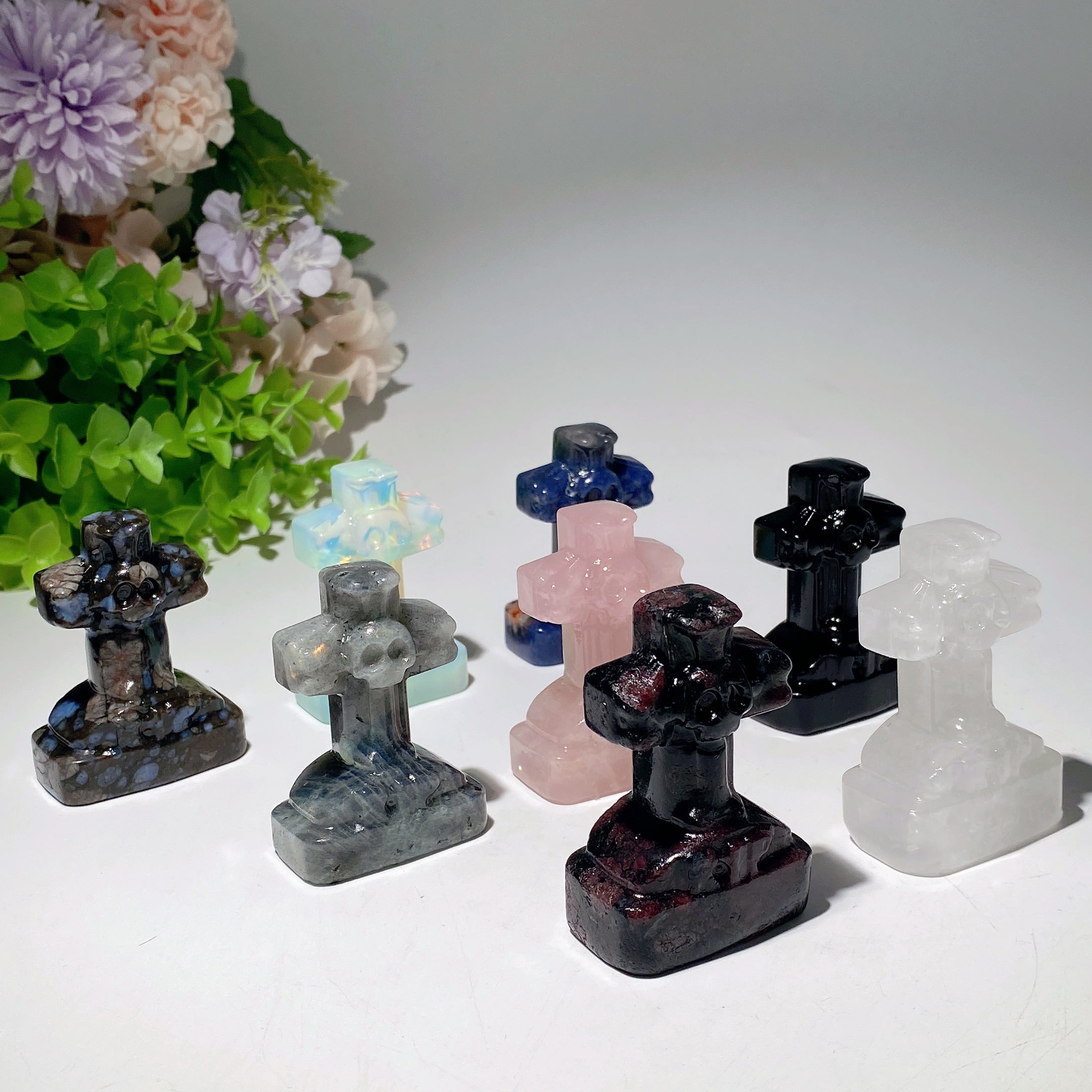 2.4-inch Mixed Crystal Tombstone Figurine for Healing Decor