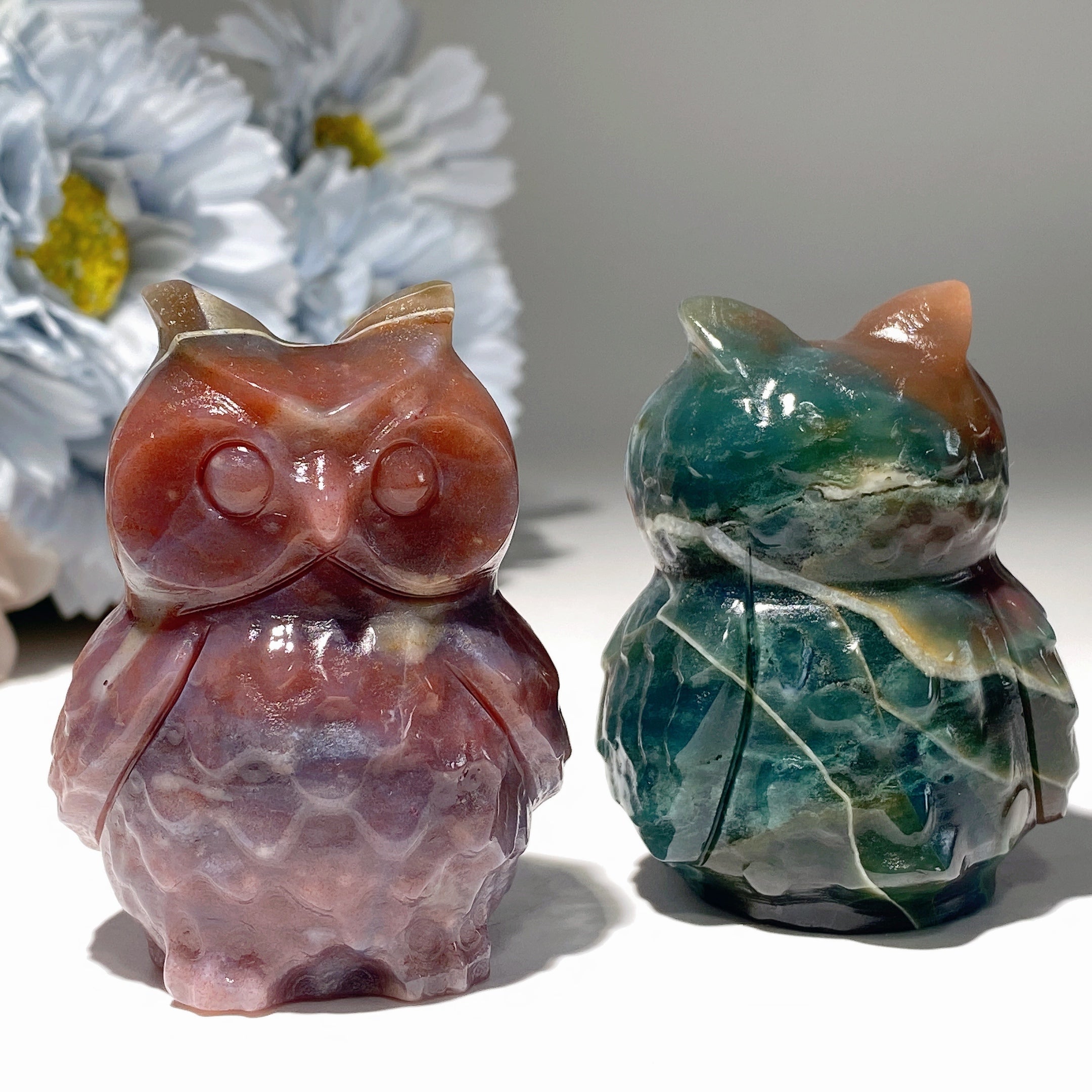 2.4 Inch Ocean Jasper Crystal Owl Carving for Healing