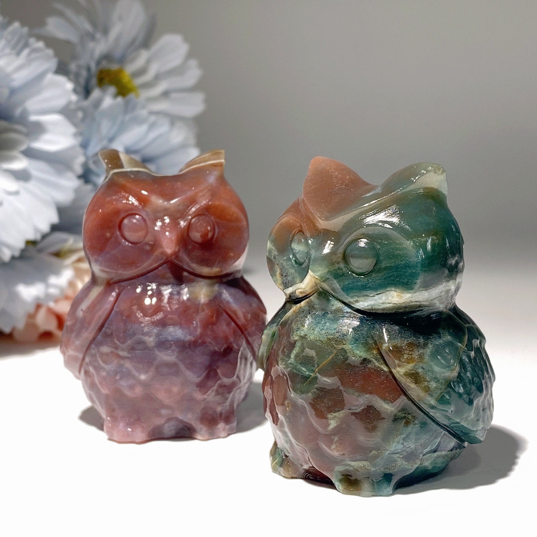 2.4 Inch Ocean Jasper Crystal Owl Carving for Healing