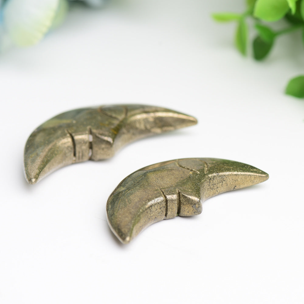 2.4 Inch Pyrite Moon Face Crystal Figurine Carving