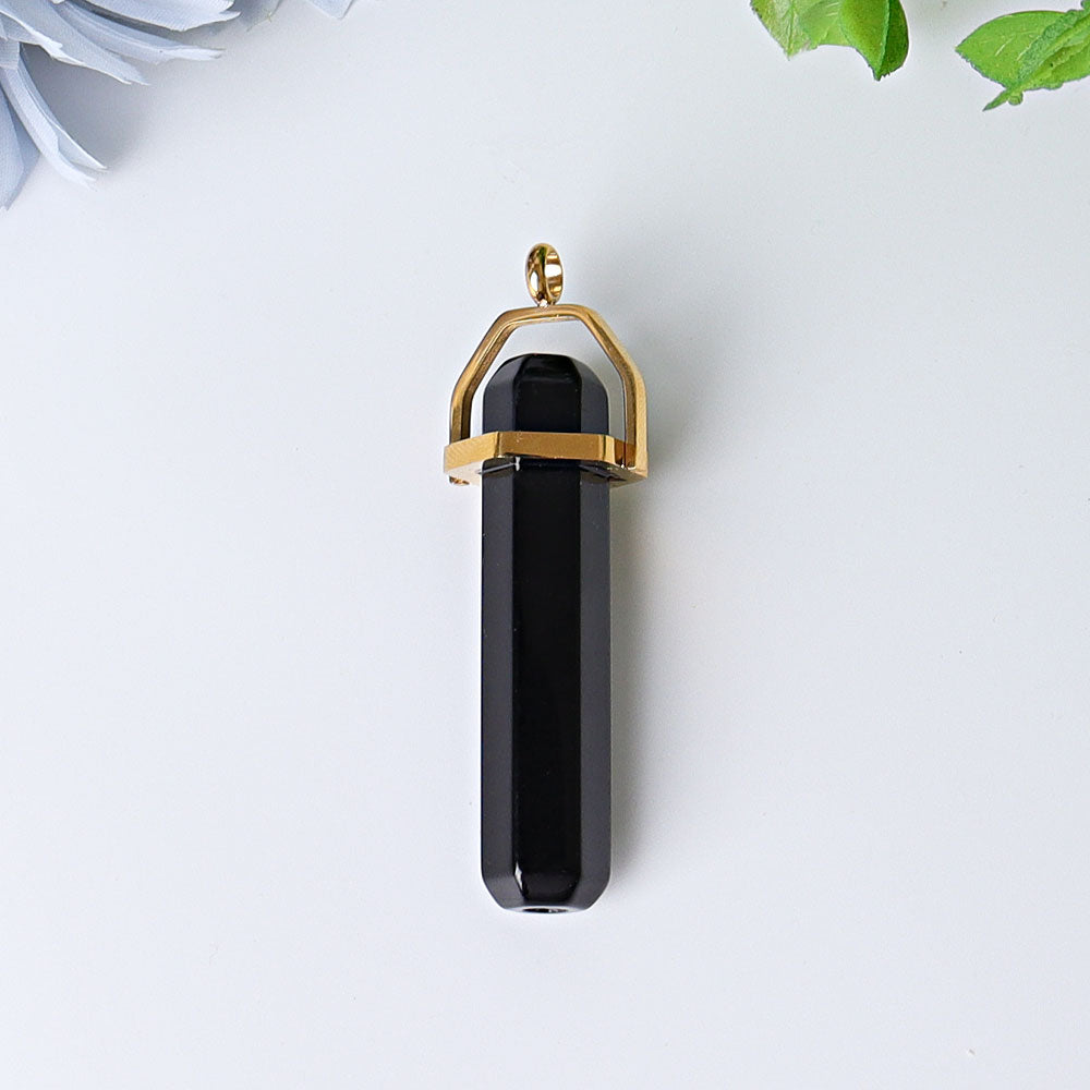 2.4 Inch Rose Quartz Hexagonal Prism Crystal Pendant