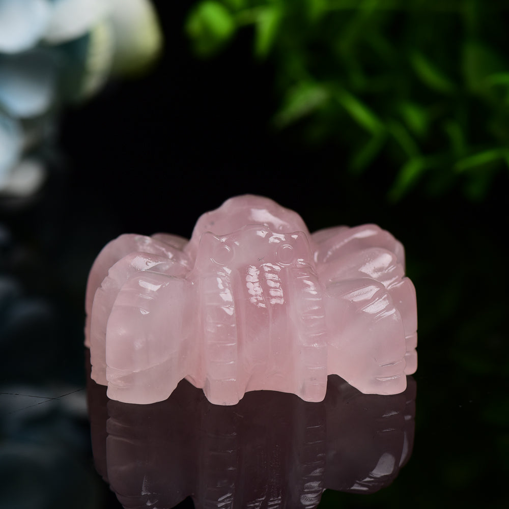 2.4 Inch Rose Quartz Spider Crystal Figurine Carving