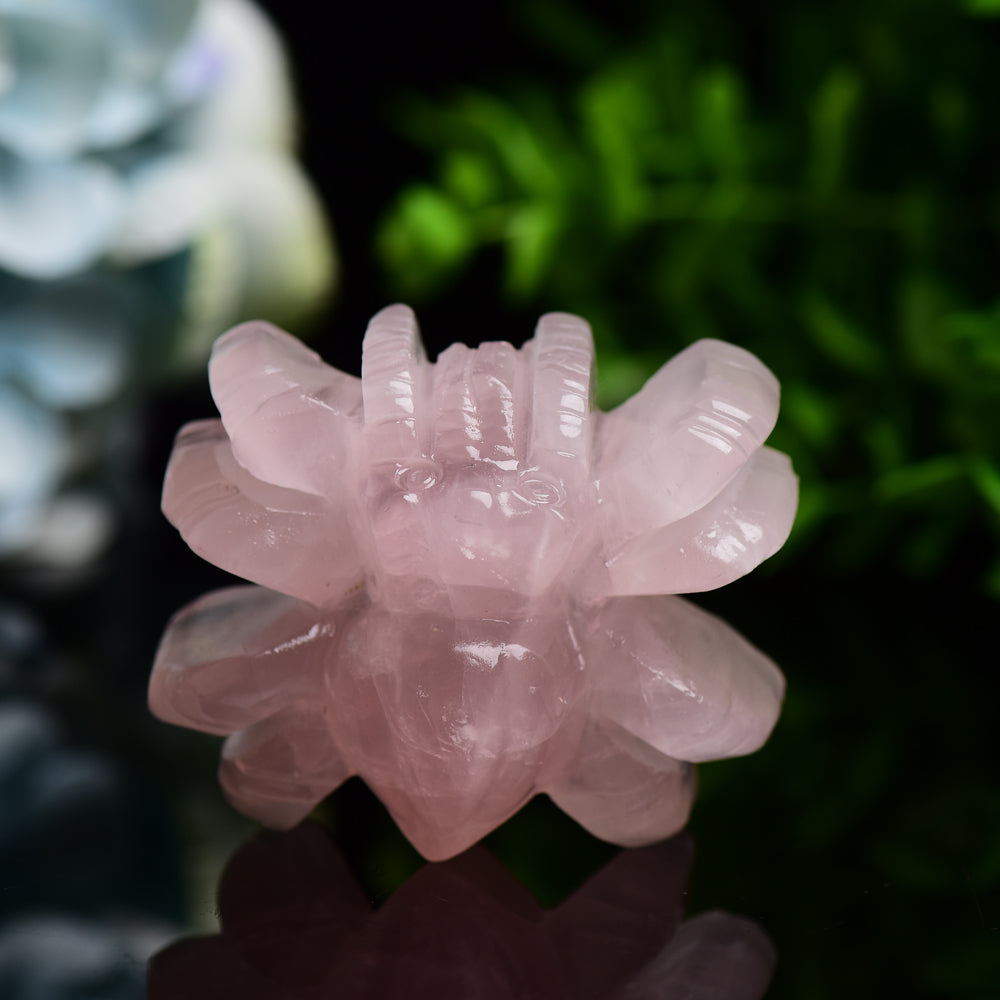 2.4 Inch Rose Quartz Spider Crystal Figurine Carving