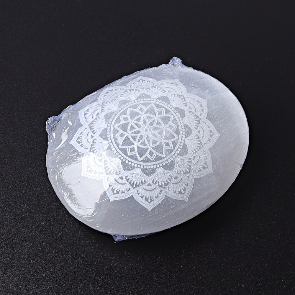 2.4-Inch Selenite Palm Stone for Healing & Meditation