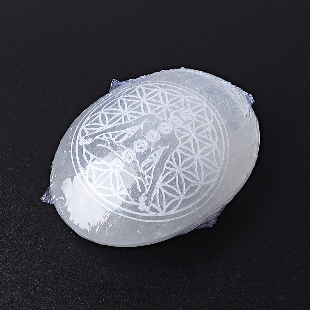 2.4-Inch Selenite Palm Stone for Healing & Meditation