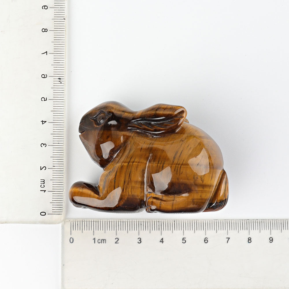 2.4-Inch Tiger's Eye Crystal Rabbit Figurine for Prosperity