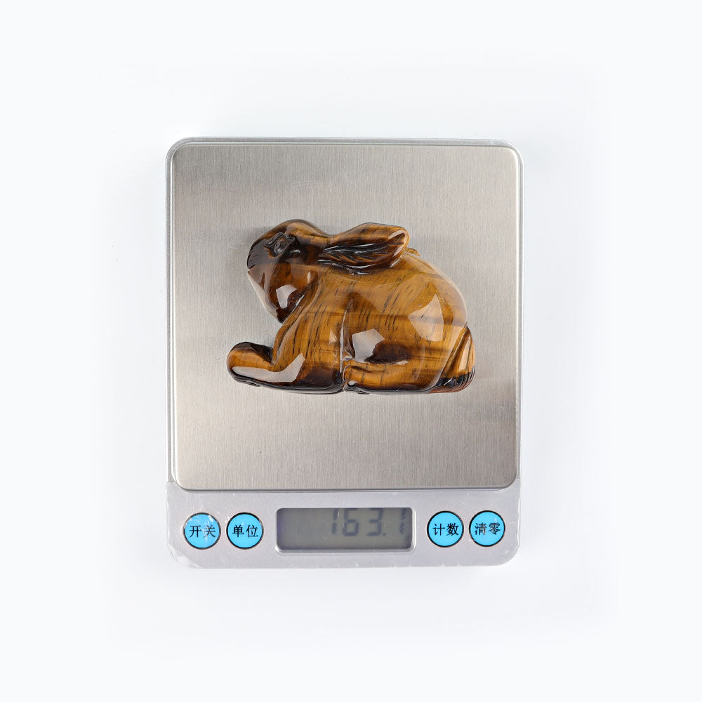 2.4-Inch Tiger's Eye Crystal Rabbit Figurine for Prosperity