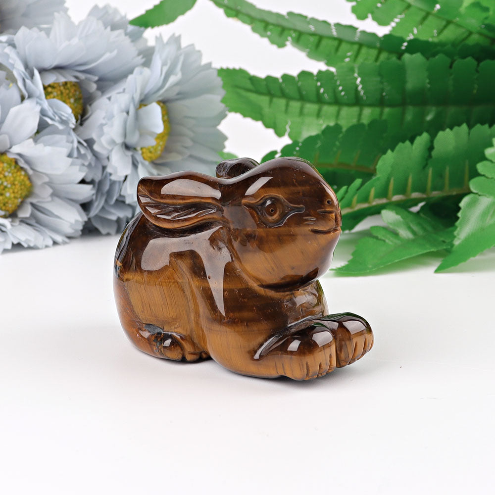 2.4-Inch Tiger's Eye Crystal Rabbit Figurine for Prosperity