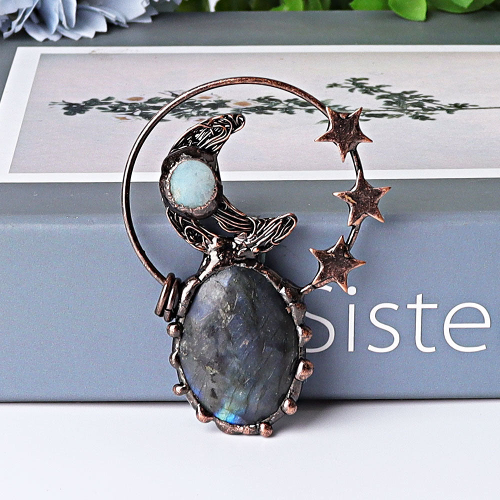 2.4-inch Vintage Amethyst Heart Crystal Pendant