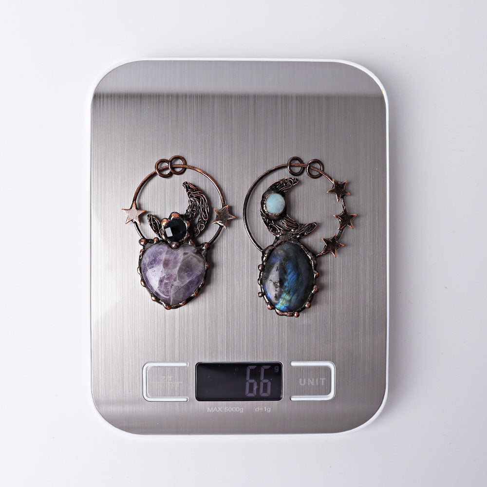 2.4-inch Vintage Amethyst Heart Crystal Pendant