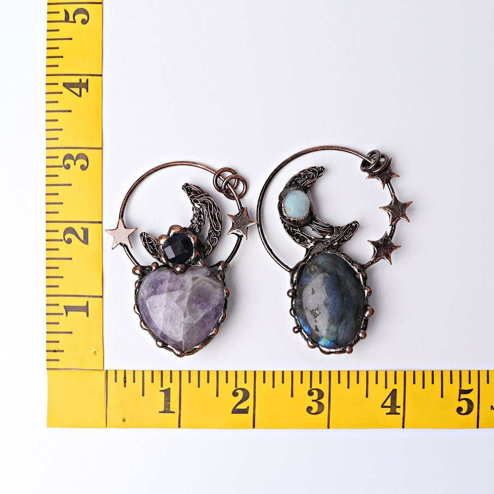 2.4-inch Vintage Amethyst Heart Crystal Pendant