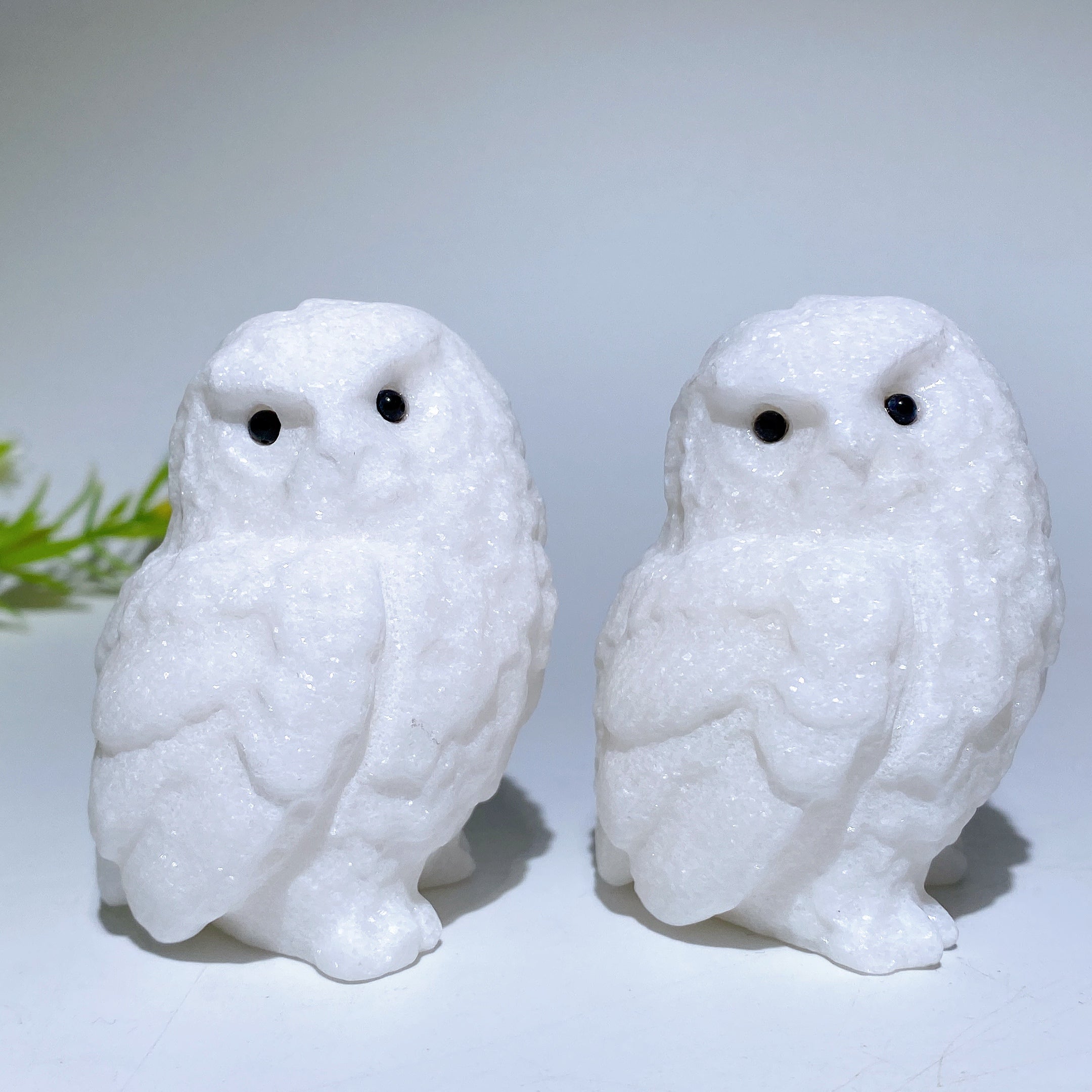 2.4 Inch White Jade Owl Crystal Carving for Healing